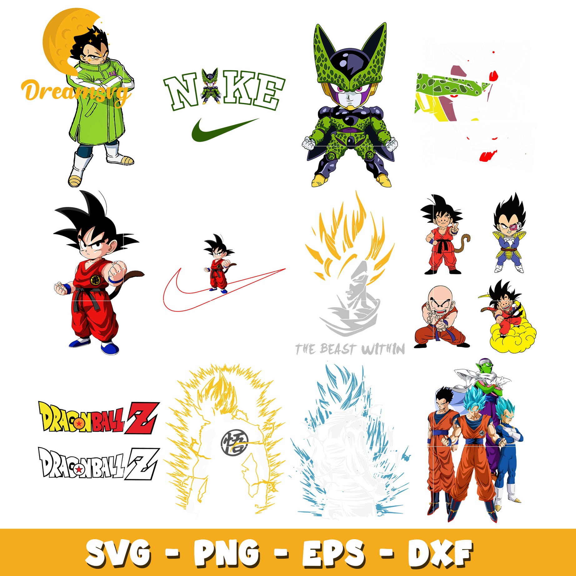 Son goku kid character bundle design svg, dragon ball​ anime svg