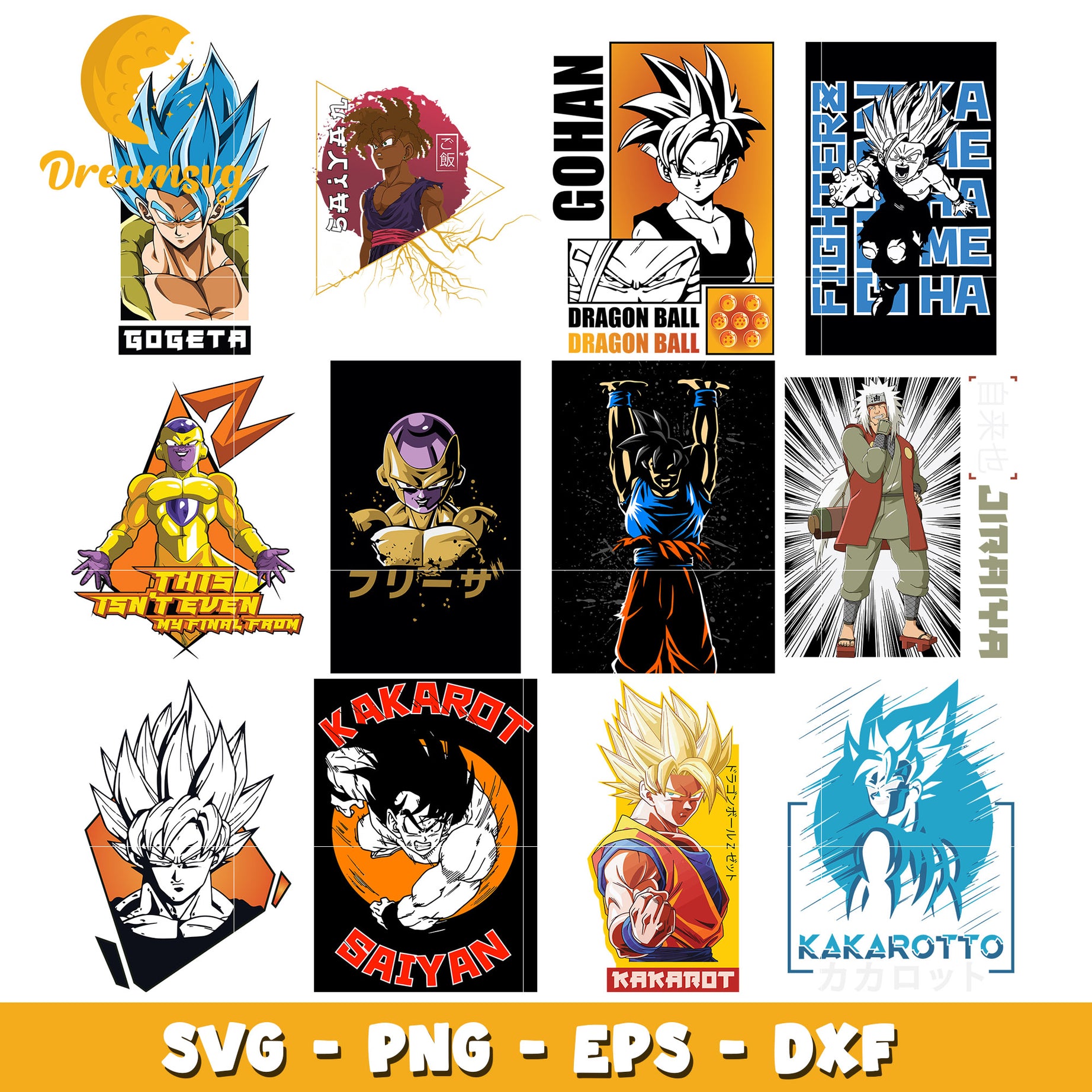 Gogeta character anime bundle design svg, dragon ball z​ svg