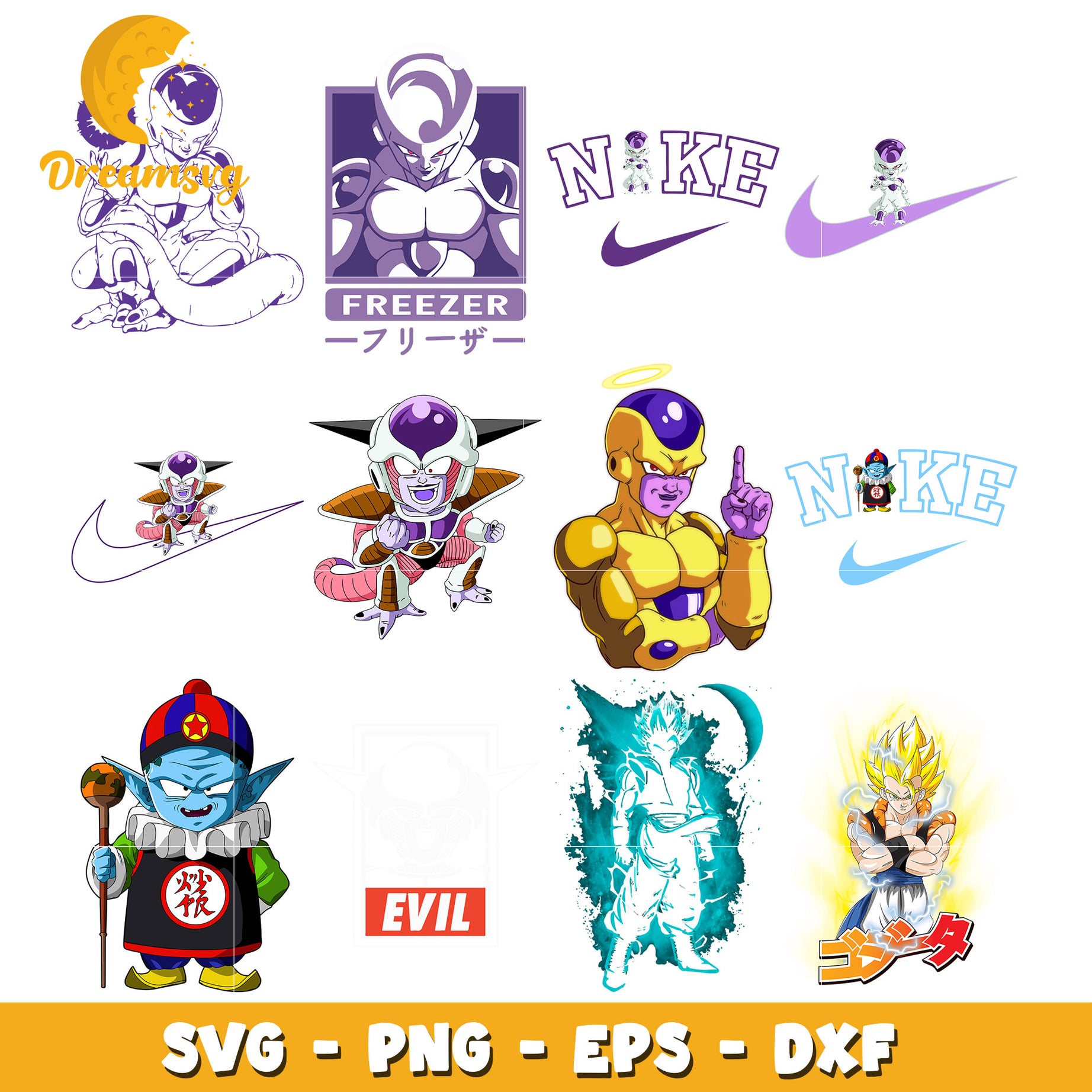 Dragon ball frieza bundle design svg, frieza character​ svg