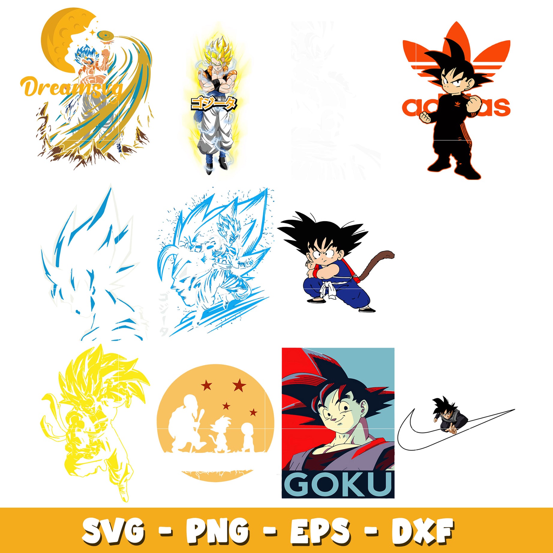 Dragon ball goku kid bundle design svg, dragon ball​ svg