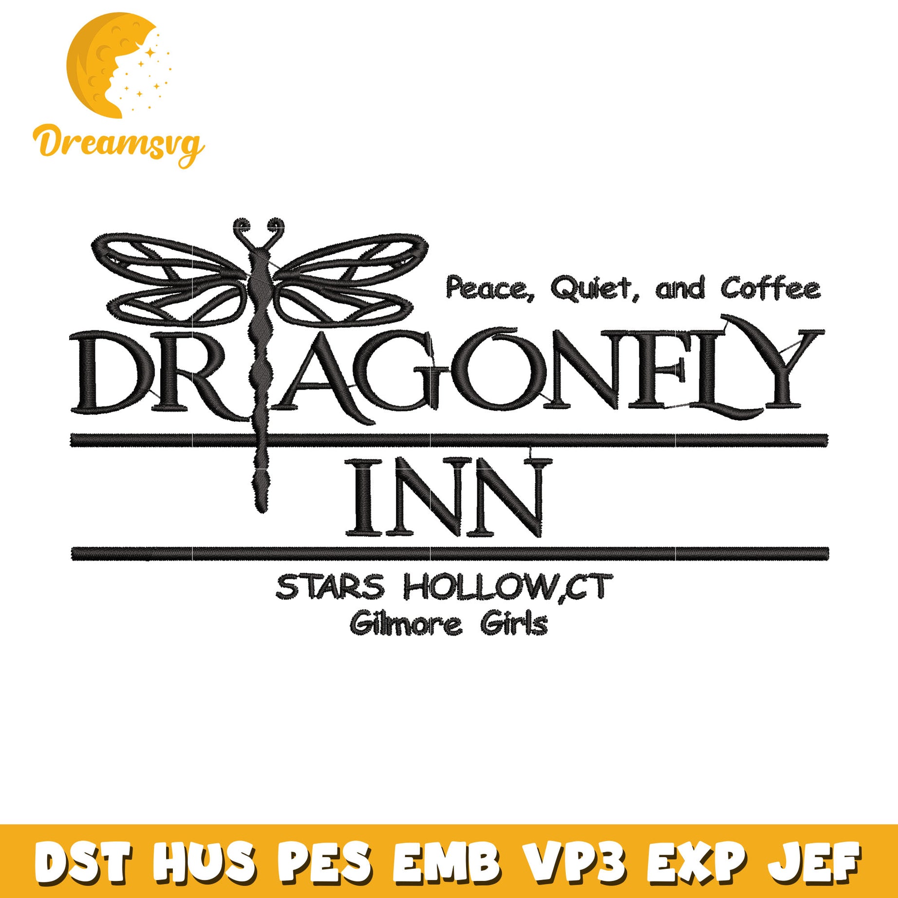 Dragonfly inn embroidery design