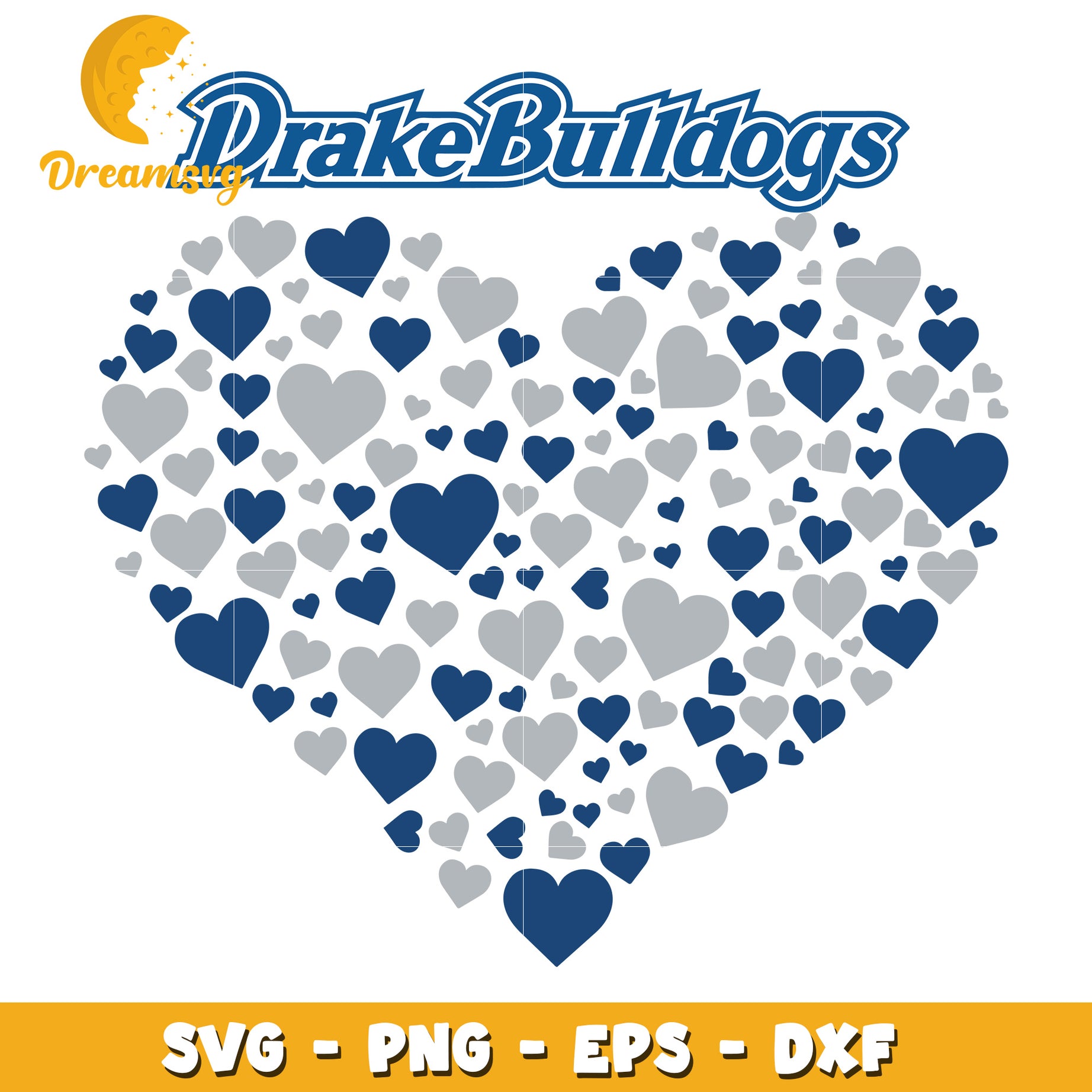 Drake Bulldogs Heart SVG PNG EPS DXF