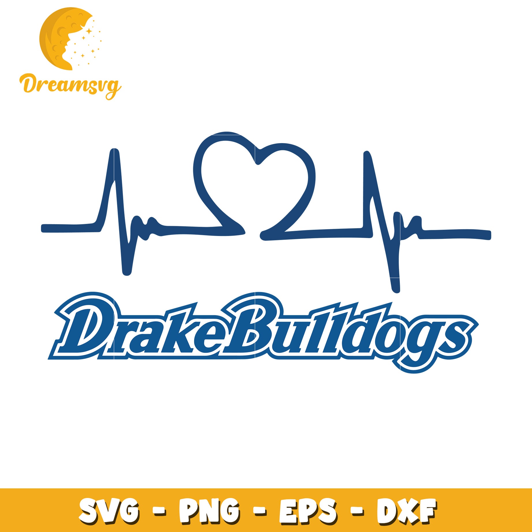 Drake Bulldogs Heartbeat SVG Cut File