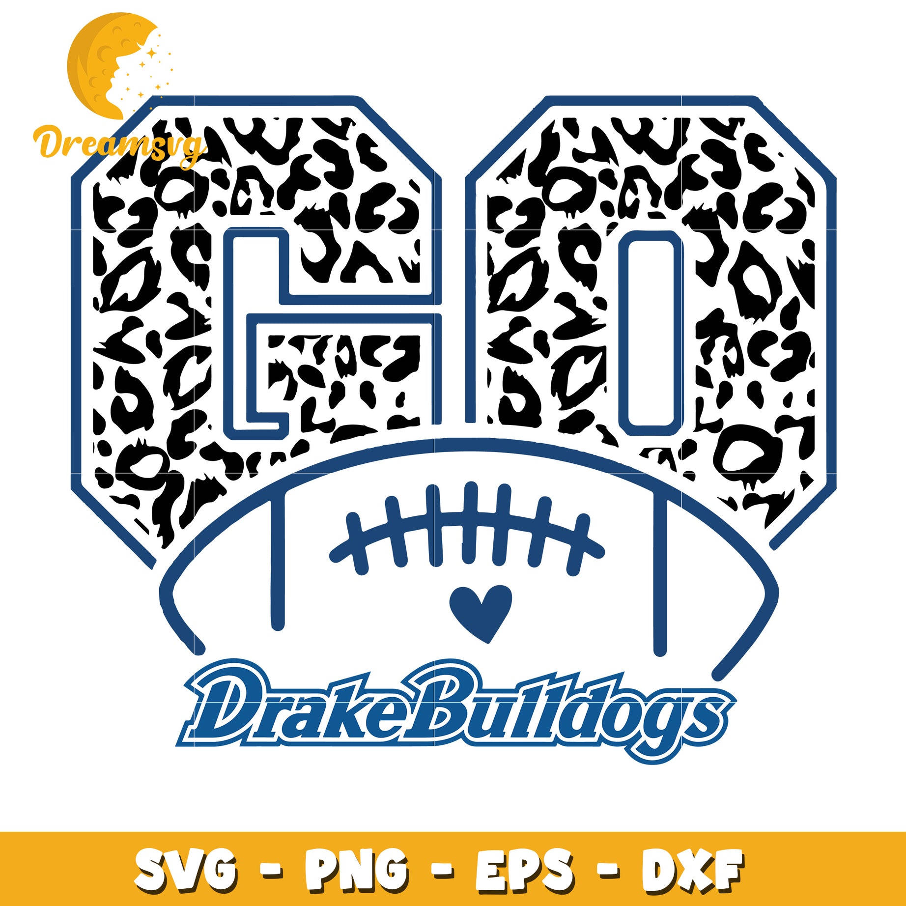 Drake Bulldogs Leopard Print SVG Cut File