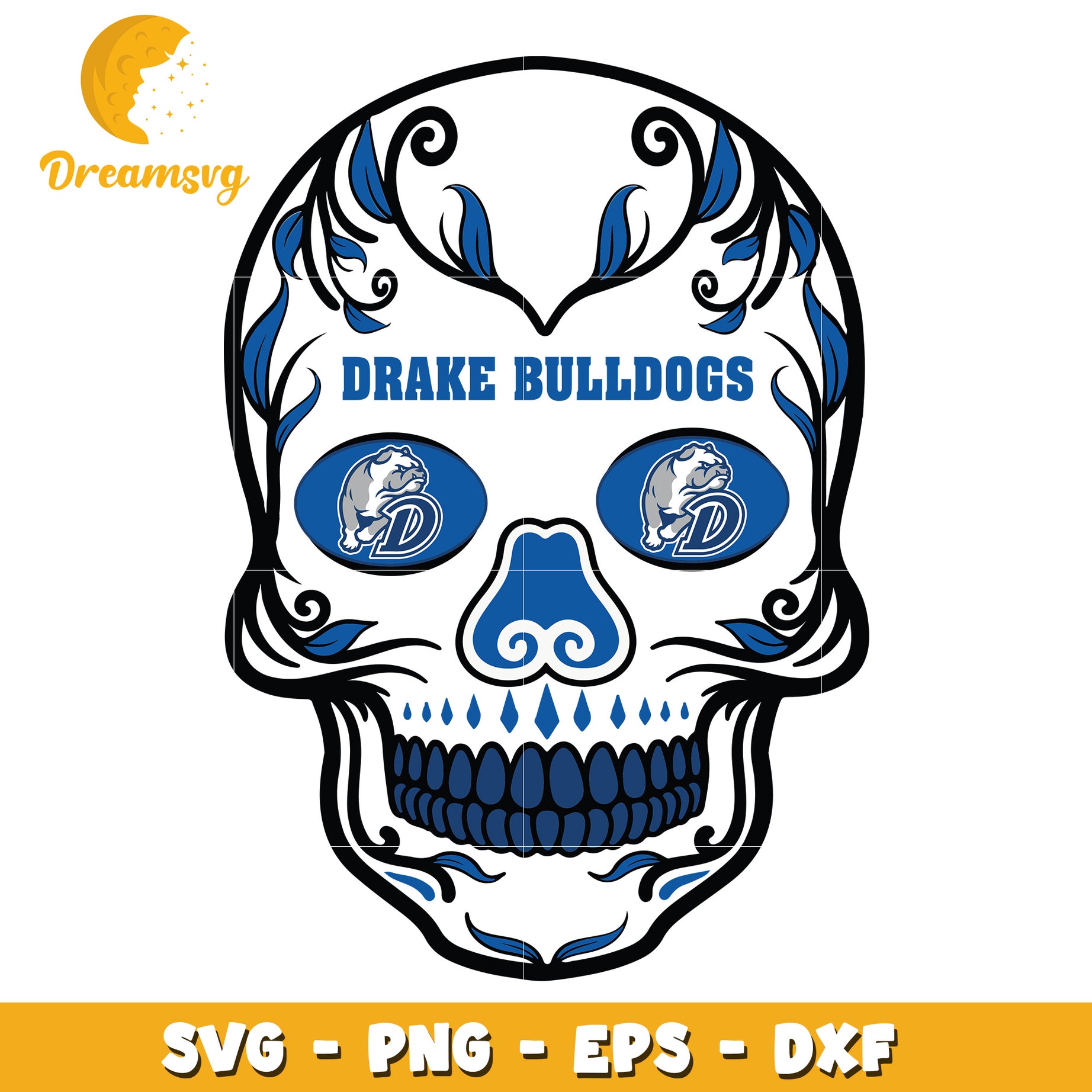 Drake Bulldogs Sugar Skull SVG PNG EPS DXF