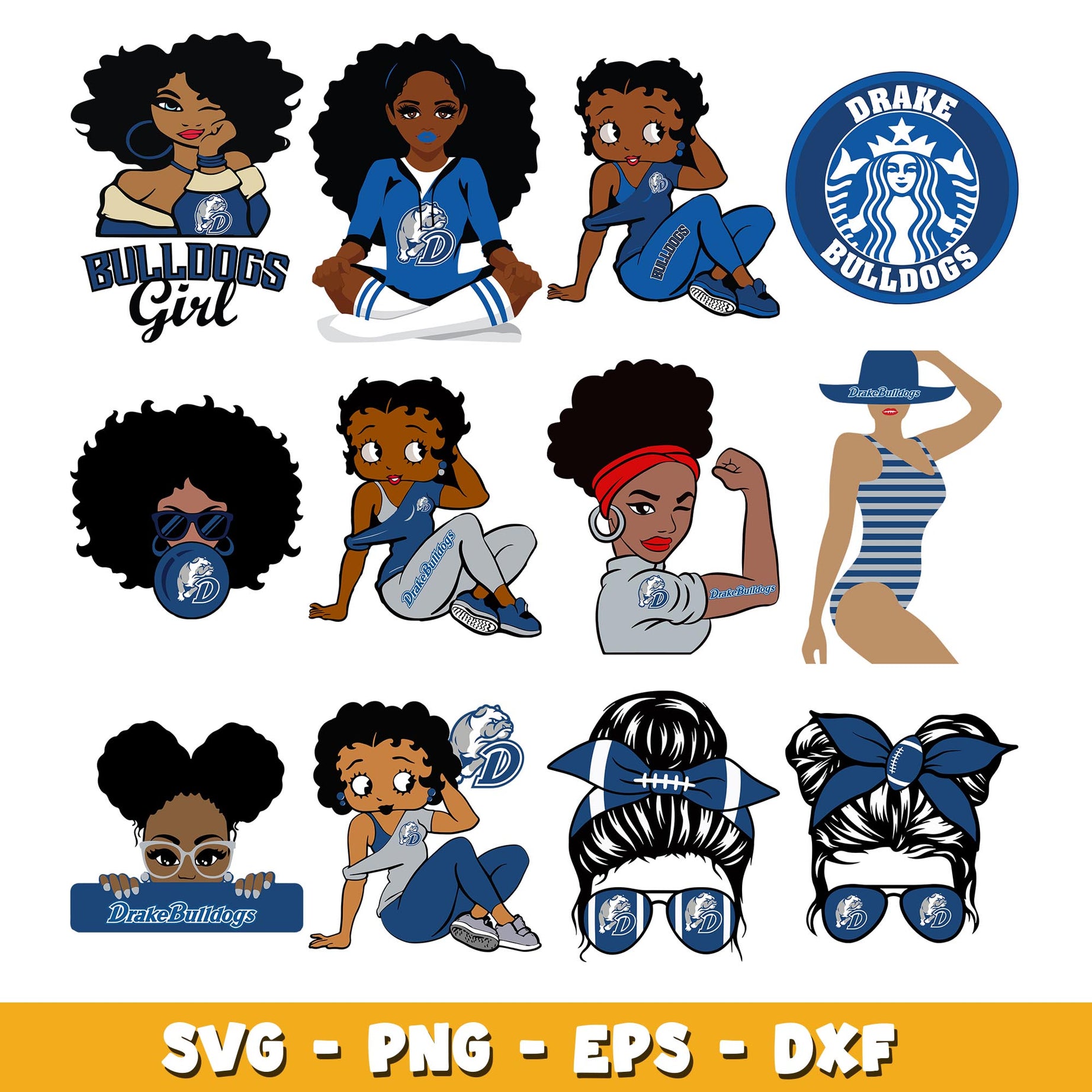  Drake Bulldogs girl Bundle svg, Drake Bulldogs logo svg, ncaa svg  