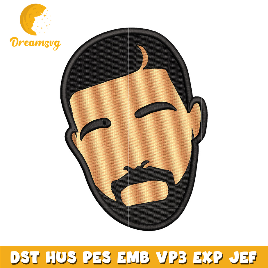 Drake face embroidery design
