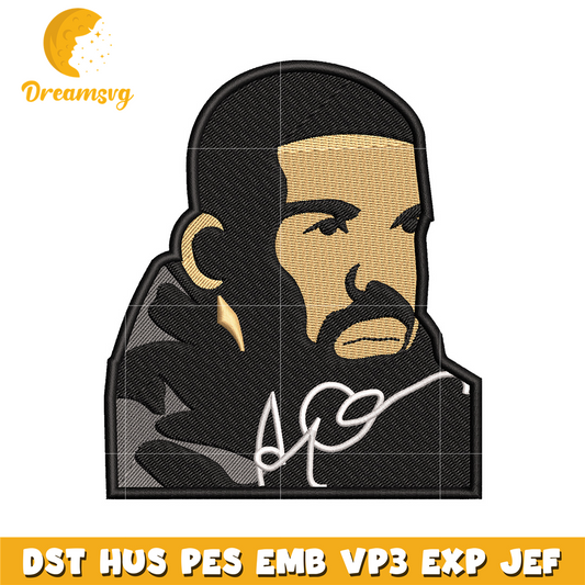 Drake man embroidery design
