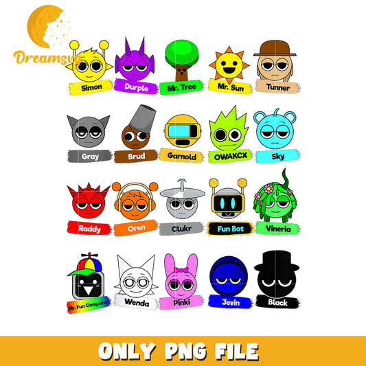 Dreamsy Characters PNG Simon, Durple, Mr. Tree, Others