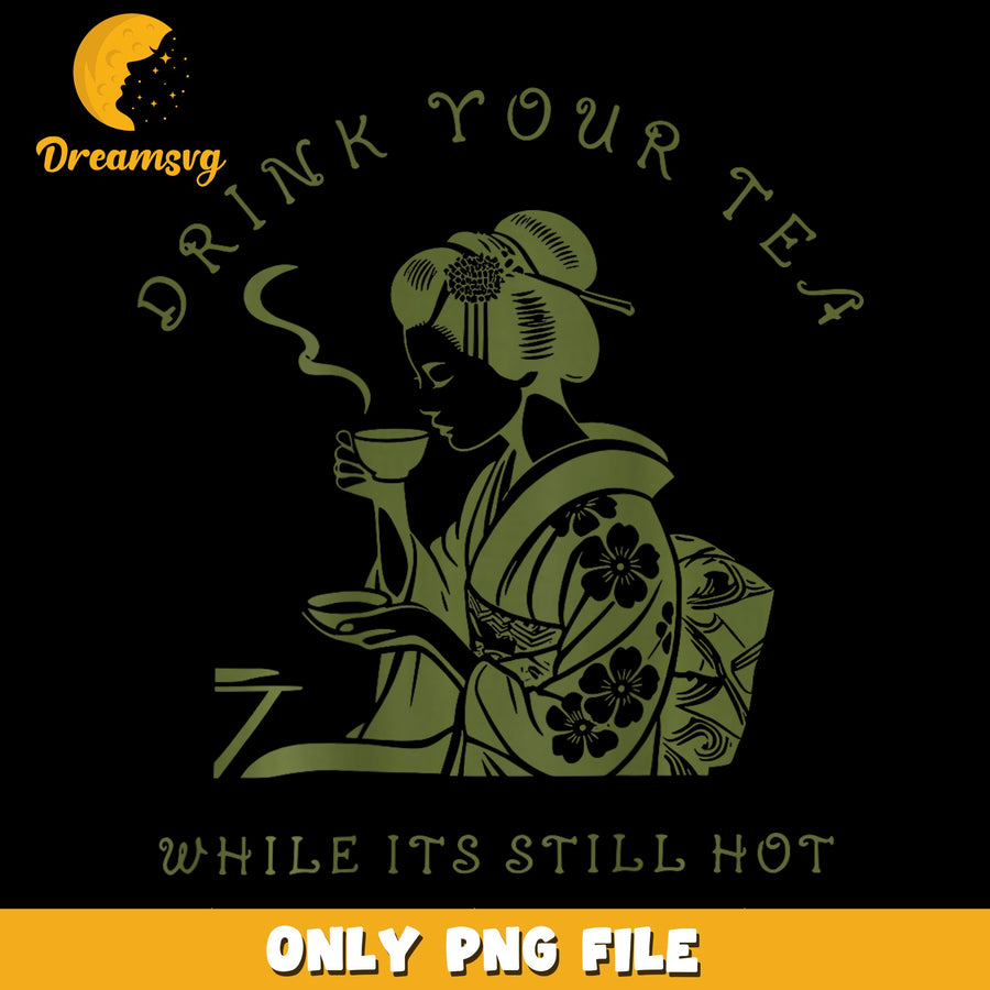 Drink Tea PNG, Japanese Style, Tea Lover Design PNG