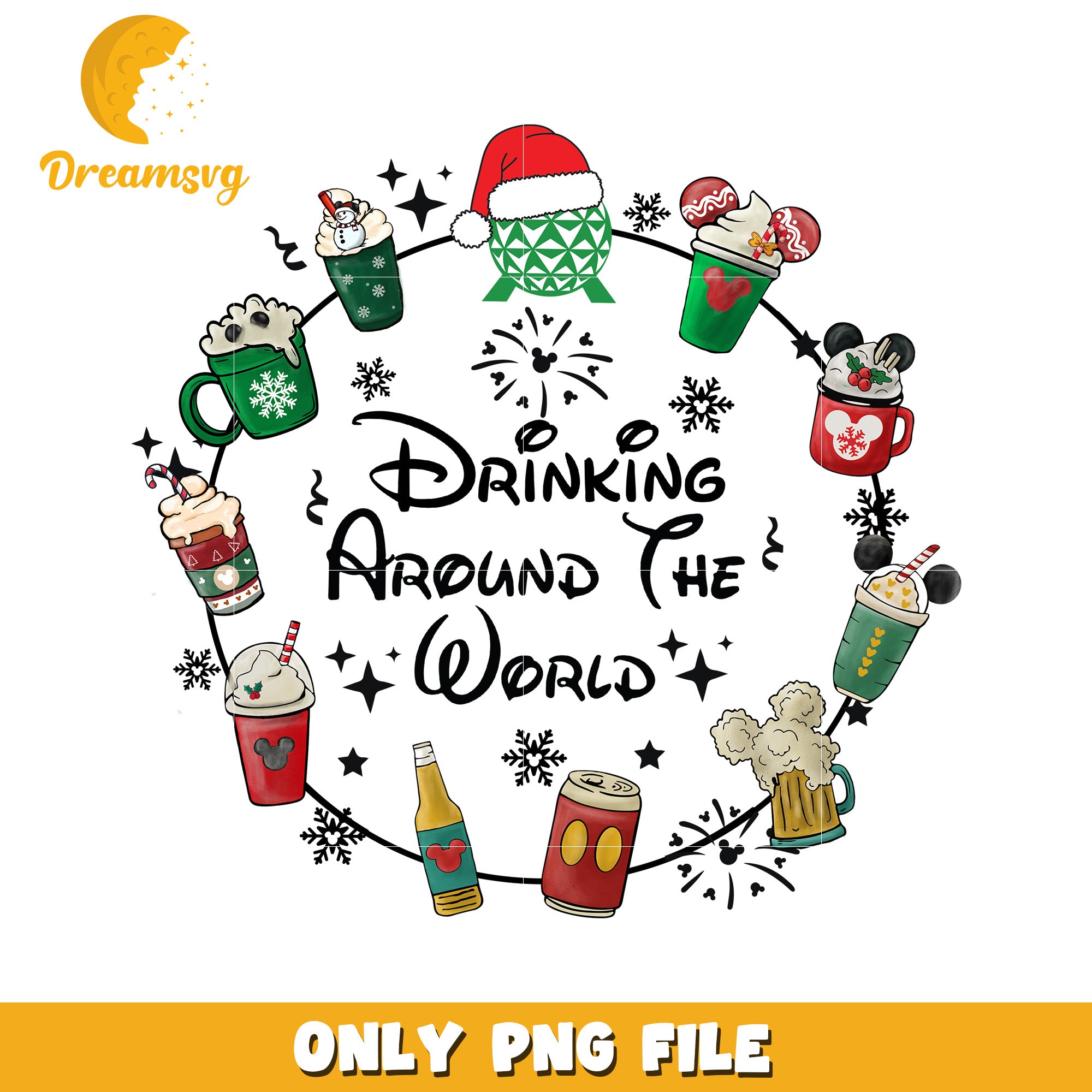 Drink  around the world png, merry disney png, holiday magic png