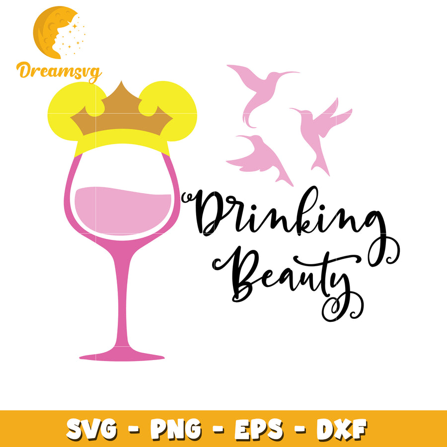 Drinking Beauty SVG Cut File Hummingbirds