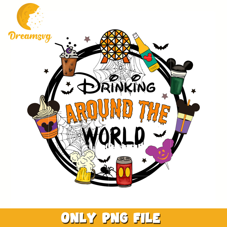 Drinking around the world halloween png, halloween candy png, spooky halloween png
