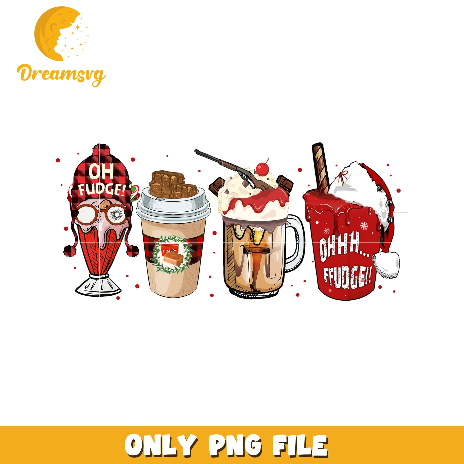Drinks of christmas design png, christmas decor png, grinch smile png