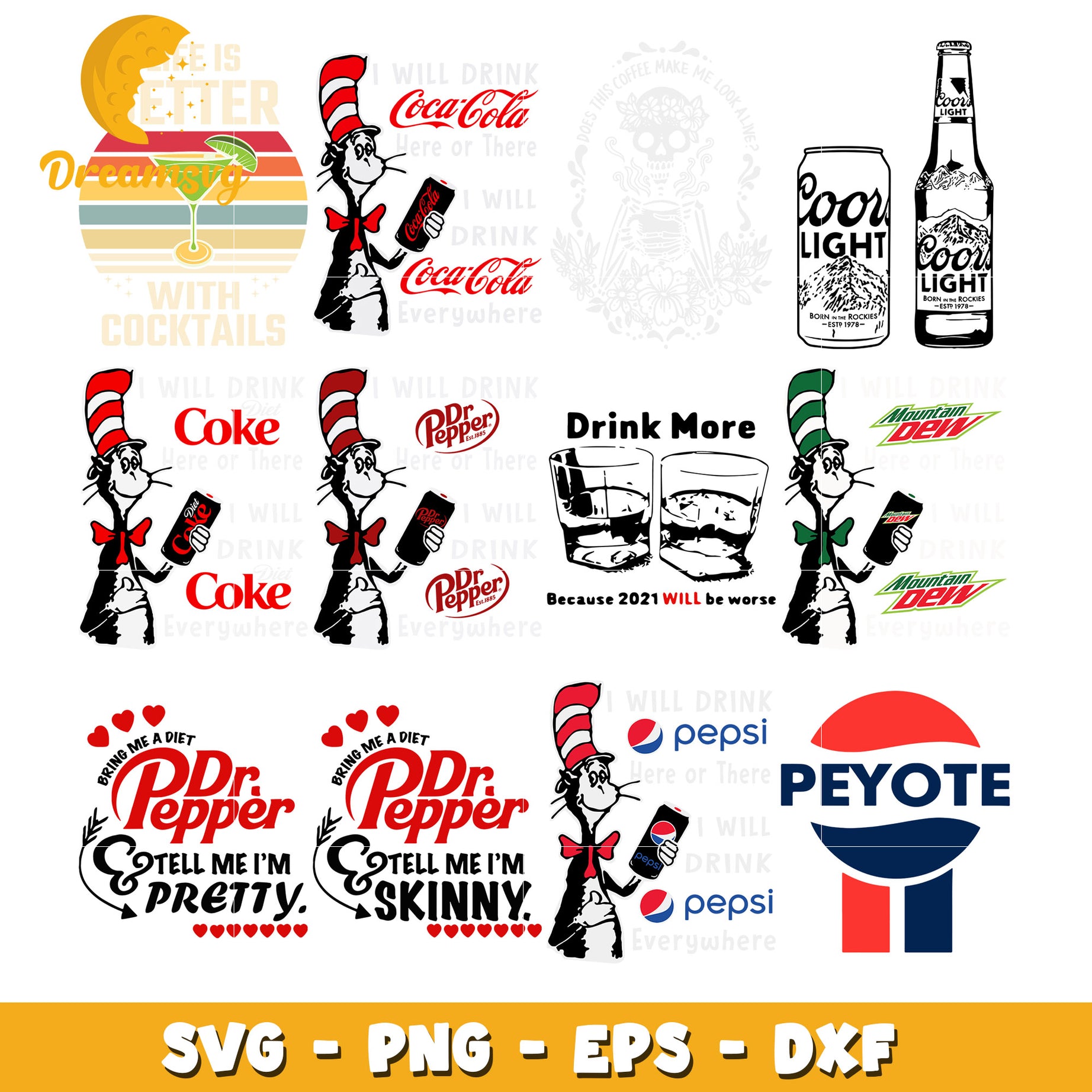 bring me a diet dr.Pepper bundle svg, Dr.pepper drinks svg