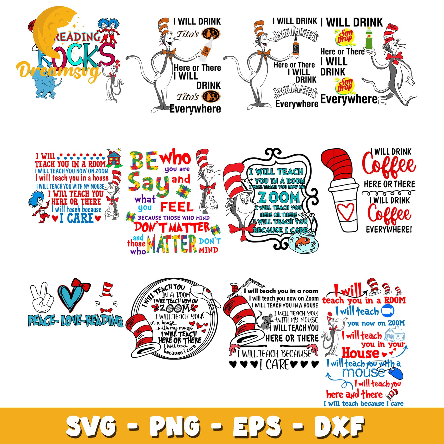 Dr seuss Cat in the Hat SVG Bundle