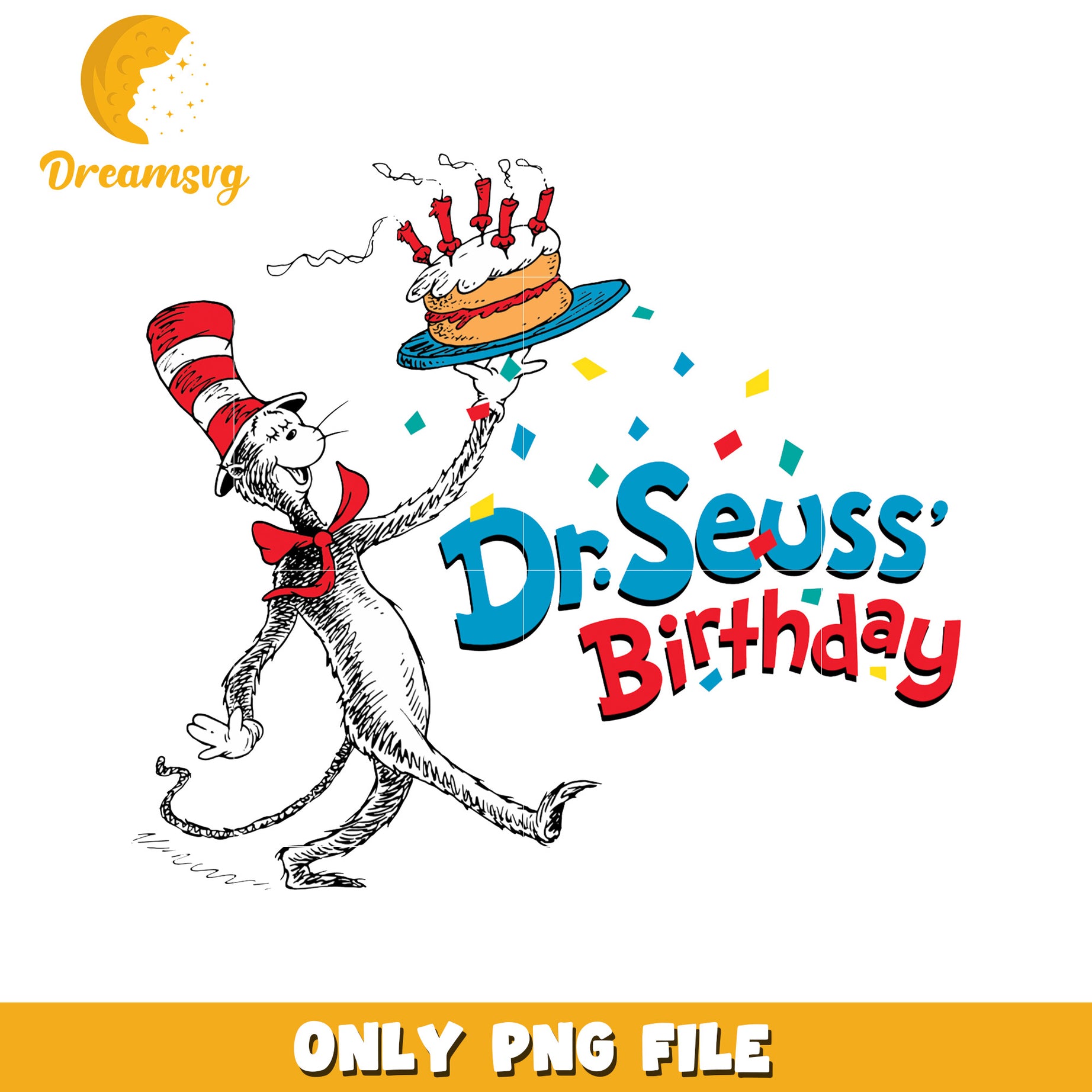 Dr seuss birthday png, cat in the hat png, dr seuss cartoon png