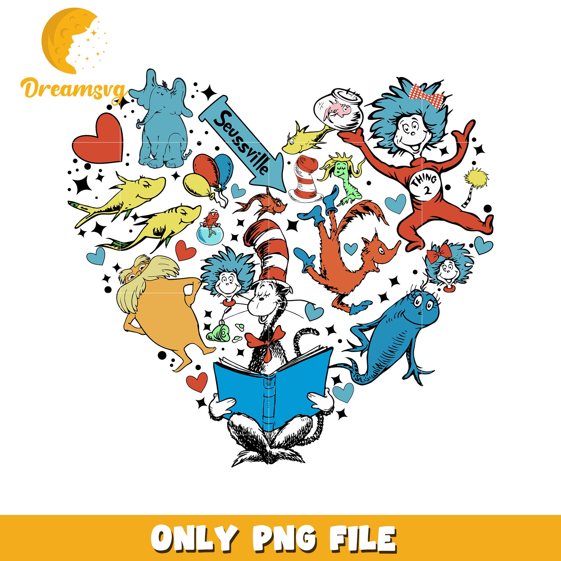 Dr seuss character heart shape design png, dr seuss png, heart png