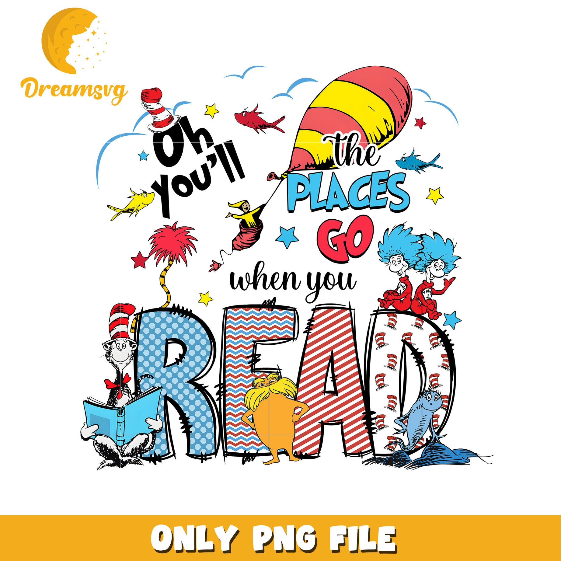 Dr seuss characters reading book png, dr seuss characters png, read png