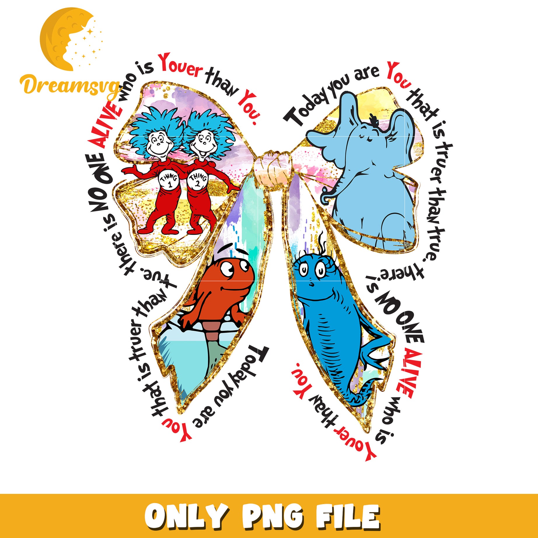 Dr seuss coquette bow quote png, dr seuss day png, quote png