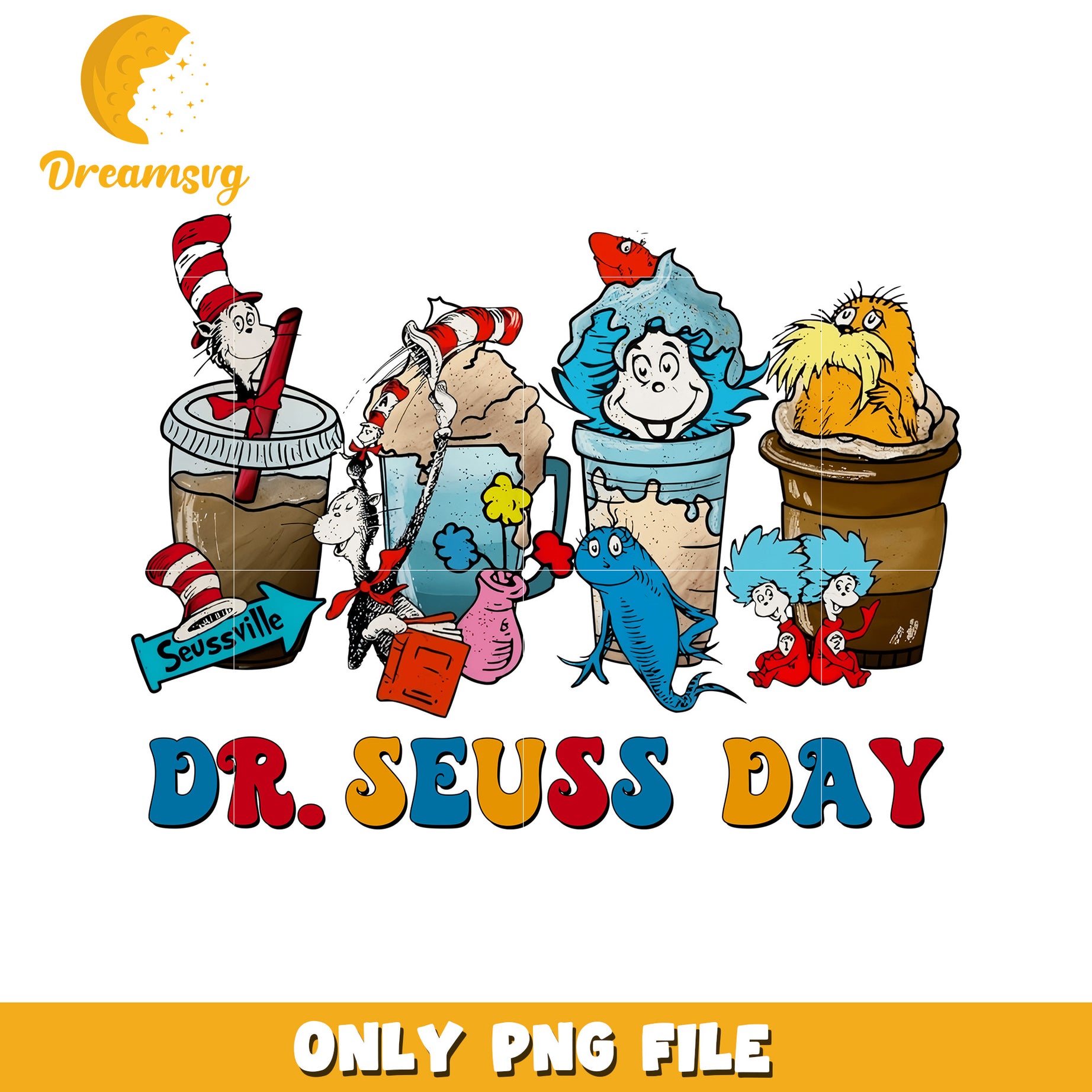 Dr seuss day coffee cup design png, dr seuss png, coffee cup png