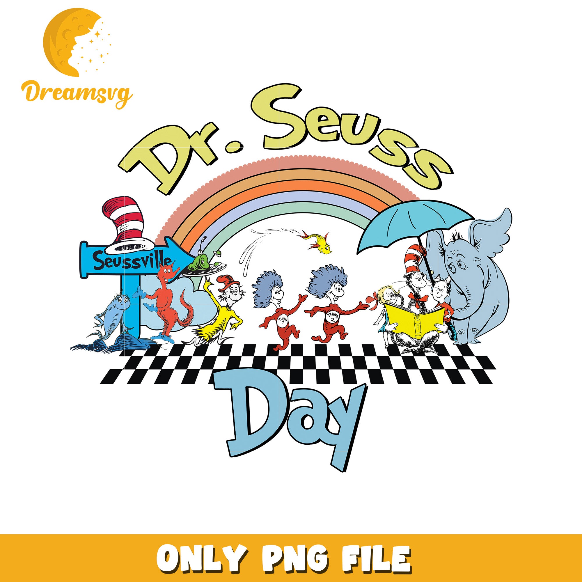Dr seuss day vintage rainbow png, dr seuss day png, cartoon png