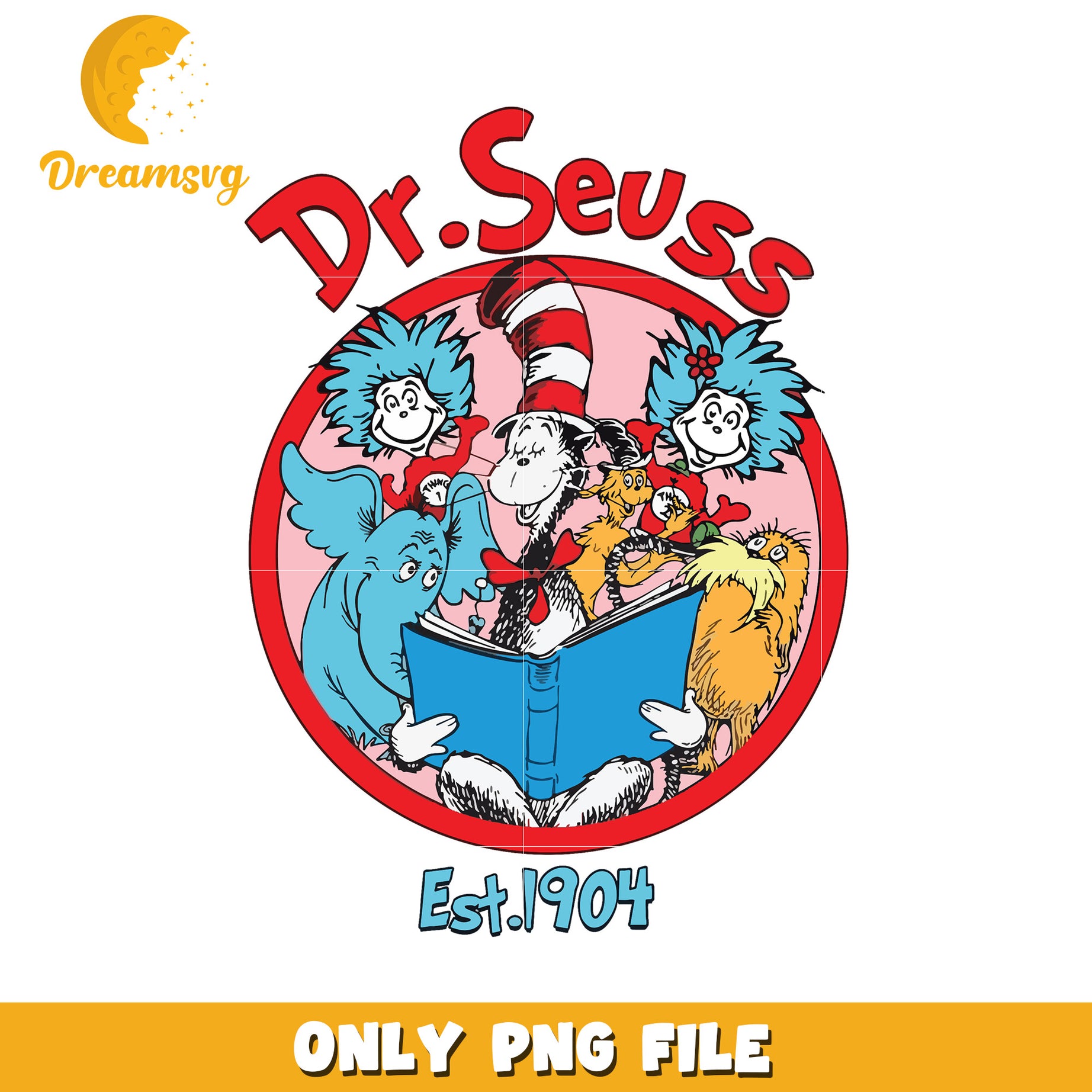 Dr seuss est 1904 cartoon characters png, dr seuss png, read book png