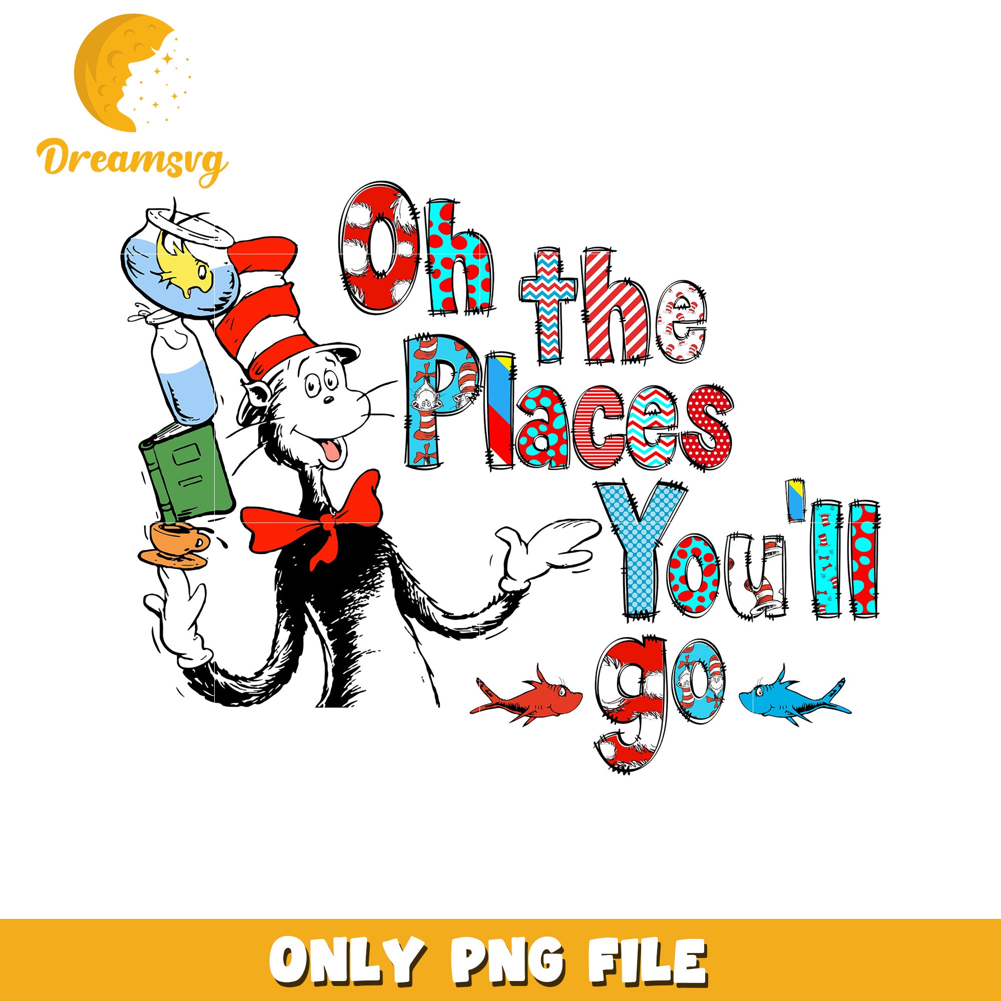 Dr seuss the places you will go png, font design png, the cat png
