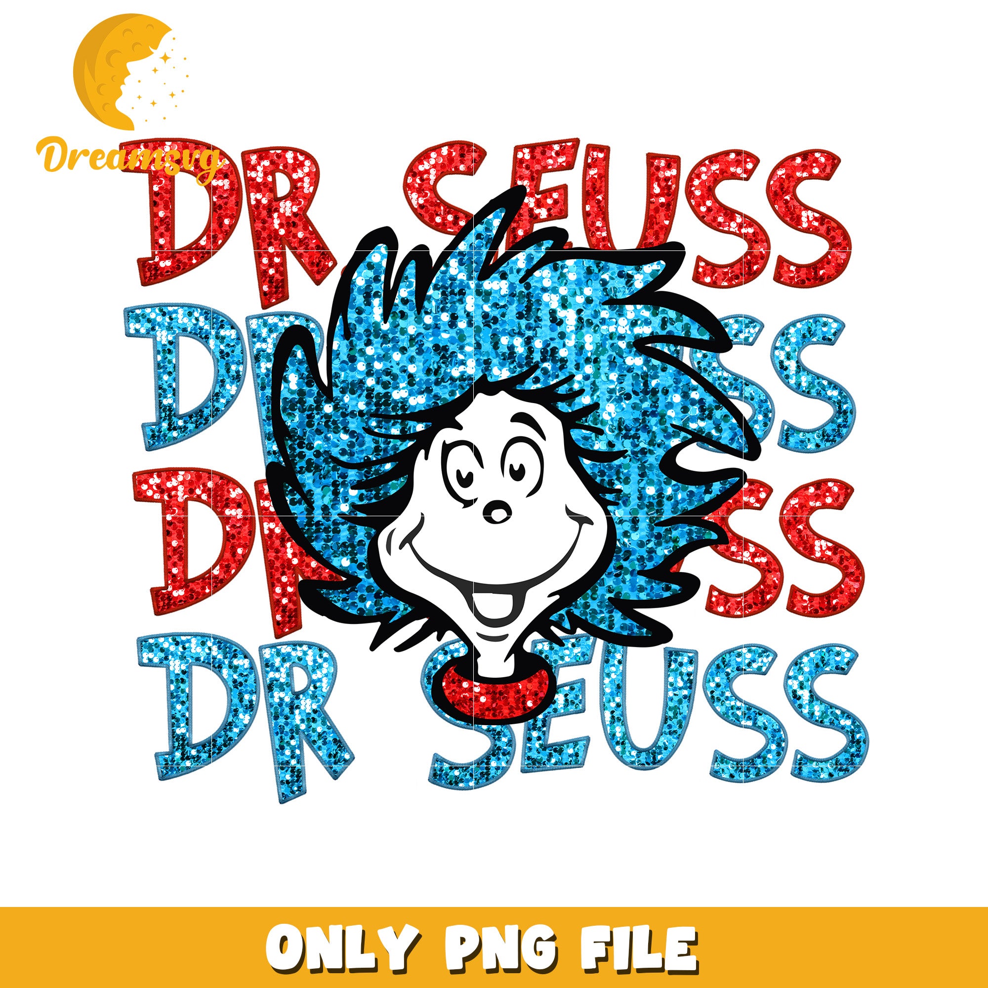 Dr seuss thing glitter png, thing character png, cartoon png