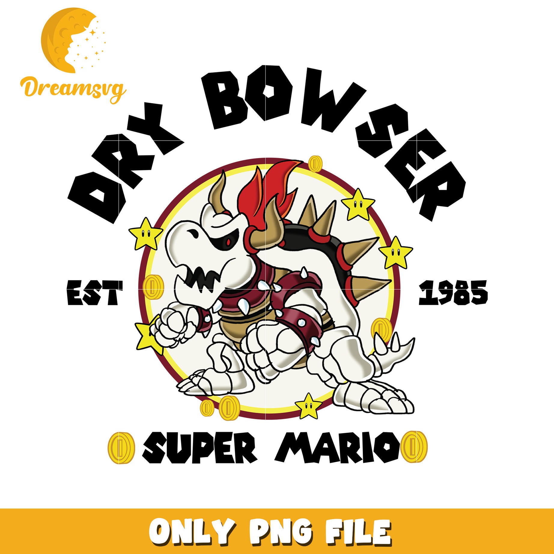 Dry bowser mario est 1985 png, super mario characters png, vintage mario design png