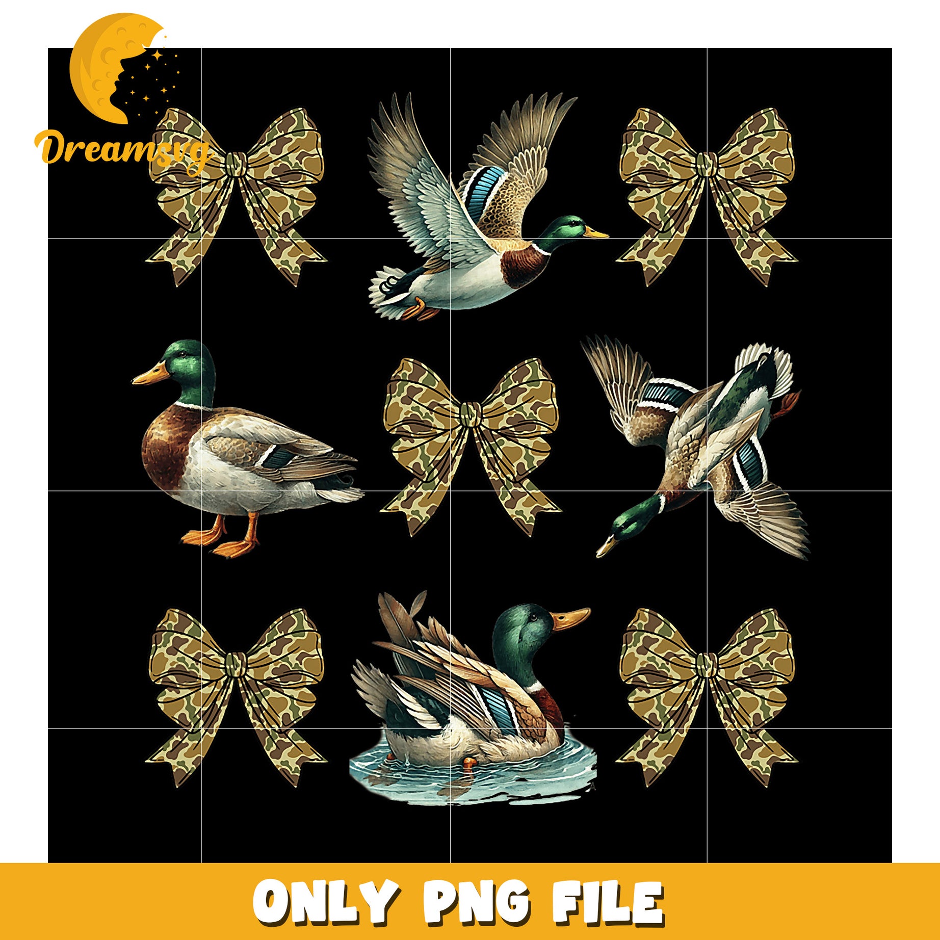 Duck Camo Bow PNG Sublimation Design