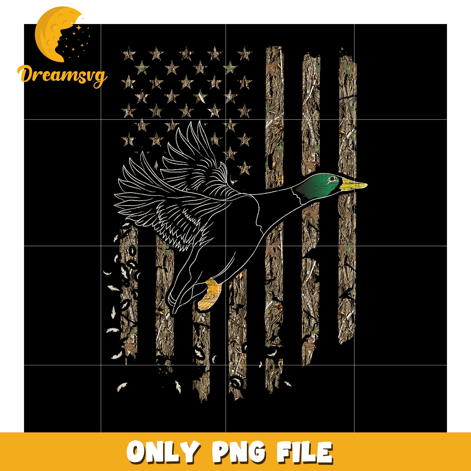 Duck on American Flag Vintage Design PNG Downloadable Art