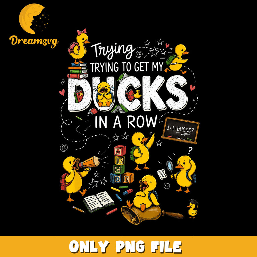 Ducks In A Row PNG, Educational Theme, Cute Animals PNG