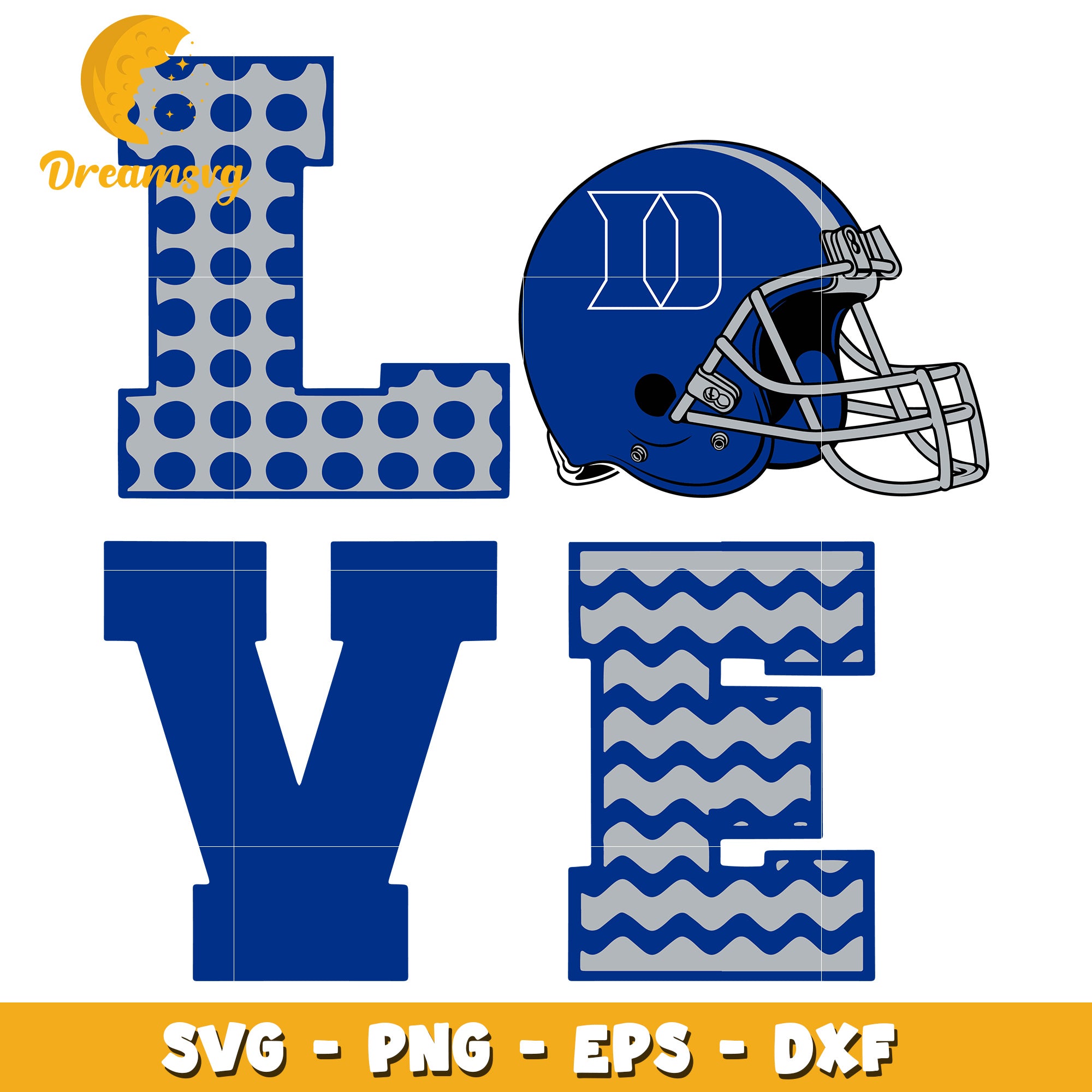 Duke Football Love SVG PNG EPS DXF