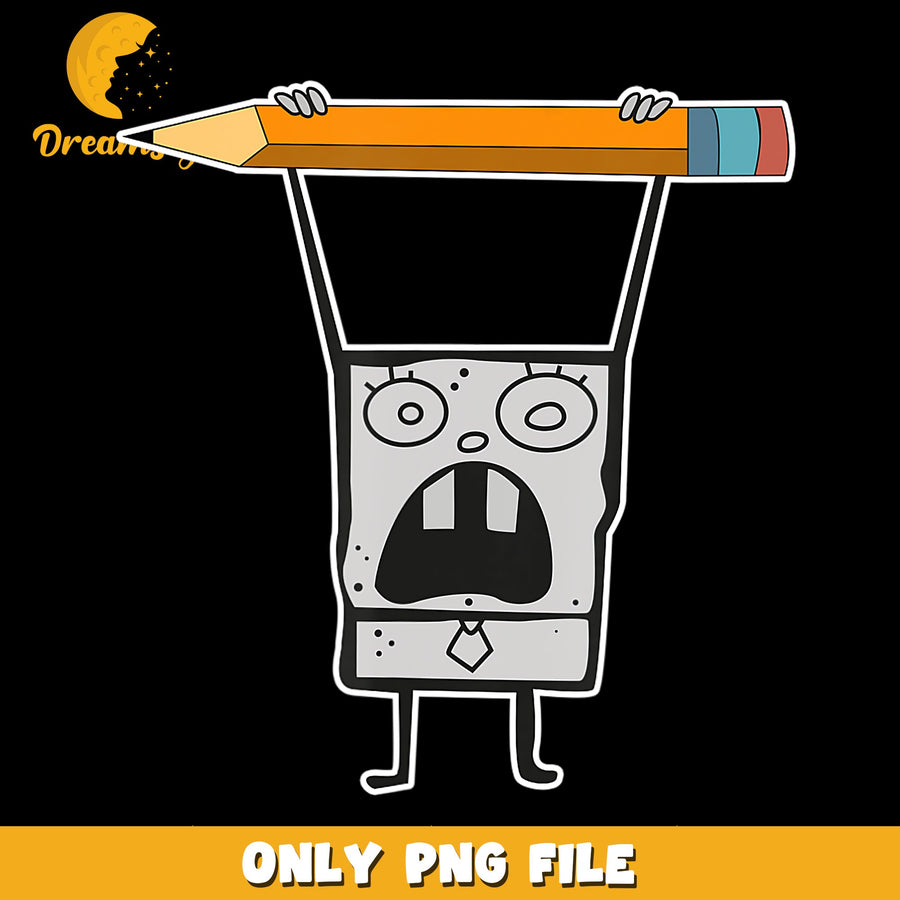 Dumb Ways To Die Spongebob Holding Pencil PNG, Funny Meme, Cartoon PNG
