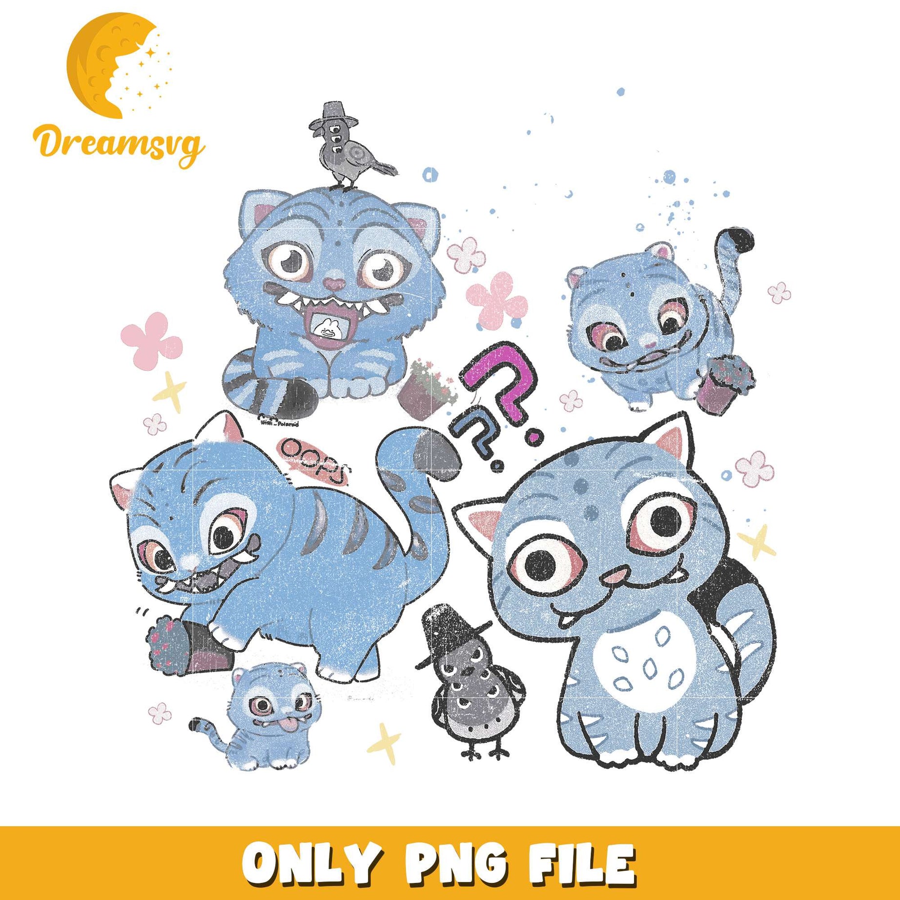 Dumping cute tiger png, demon hunter tiger png, blue tiger png
