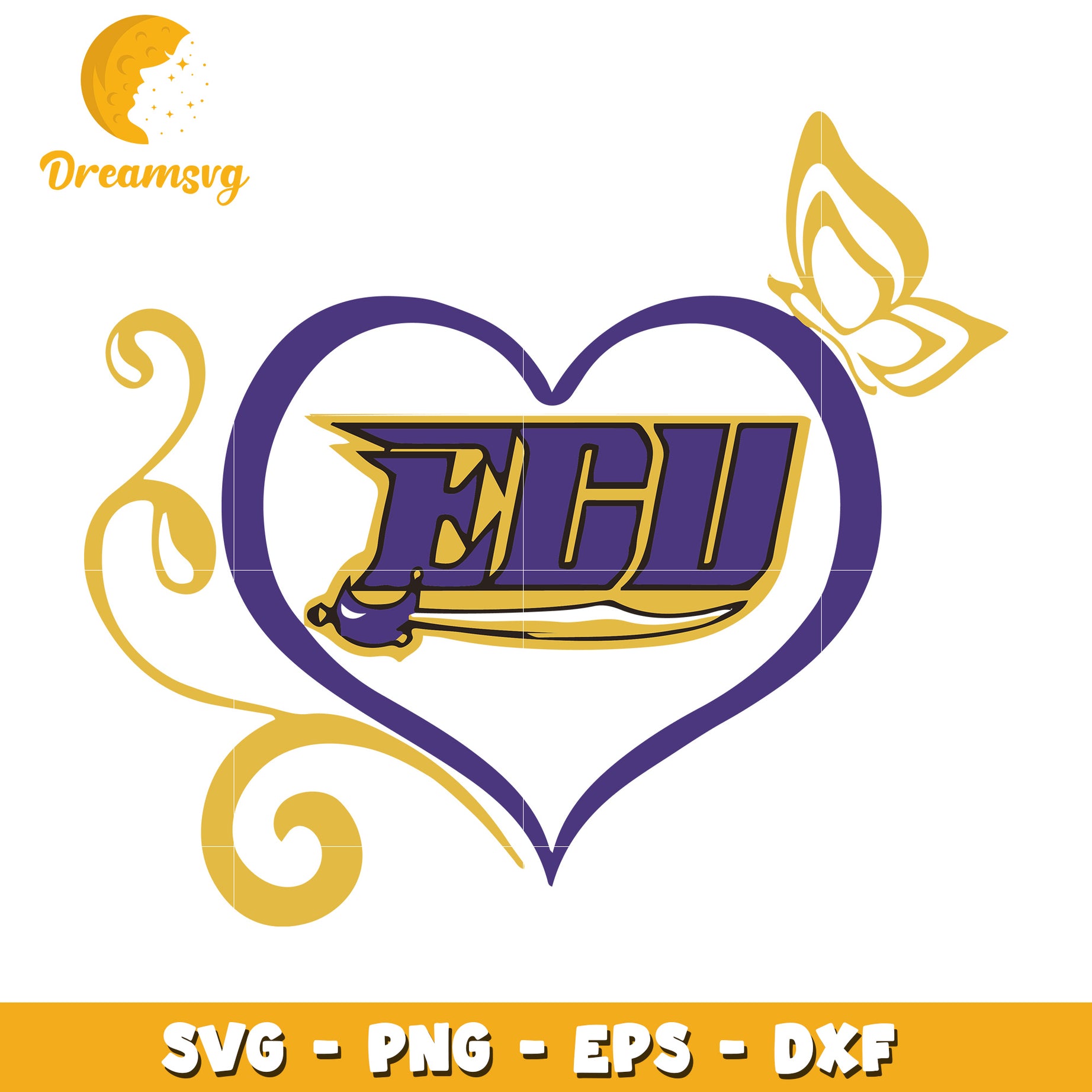 ECU Heart SVG PNG EPS DXF Cut File