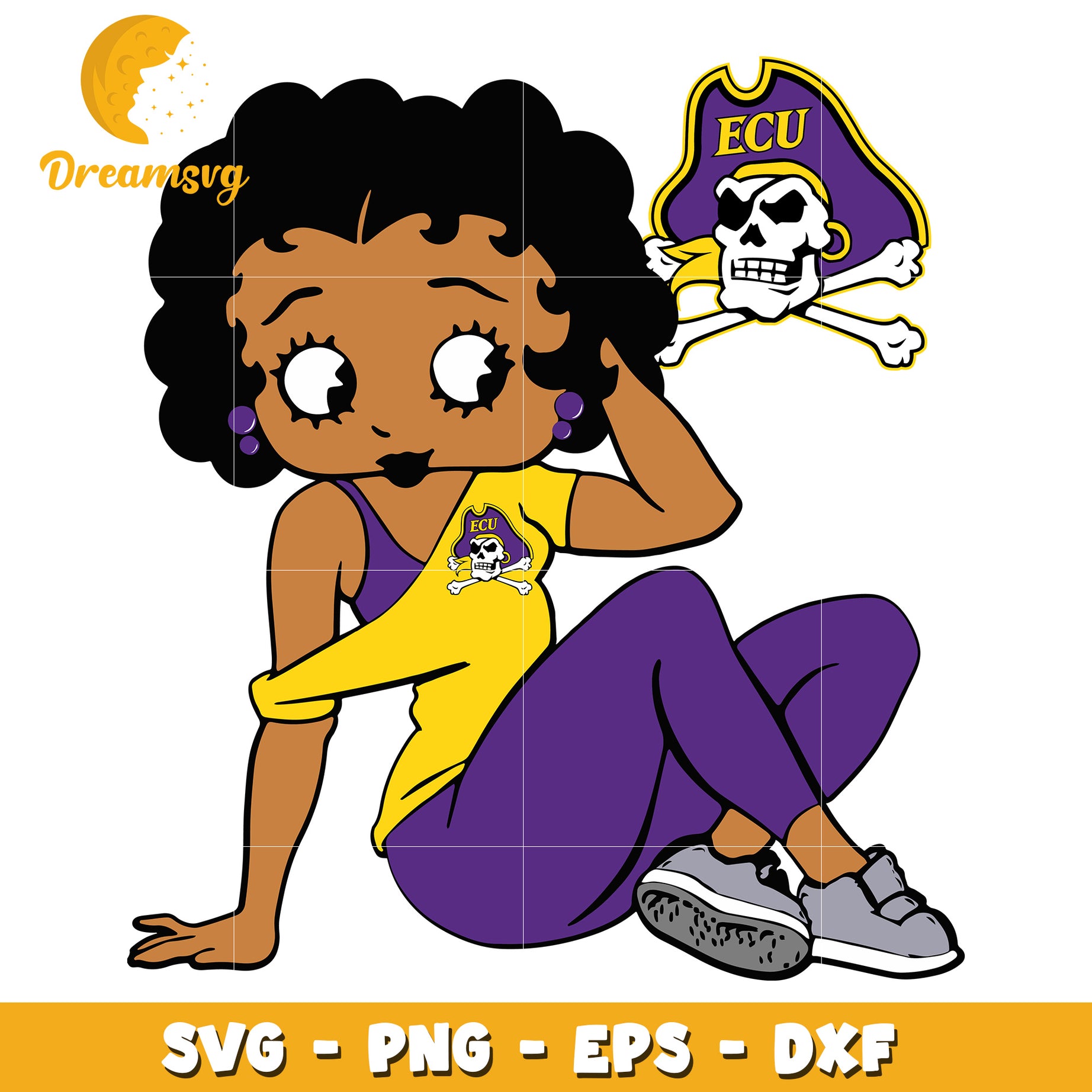 ECU Pirate Girl SVG PNG EPS DXF Cut File