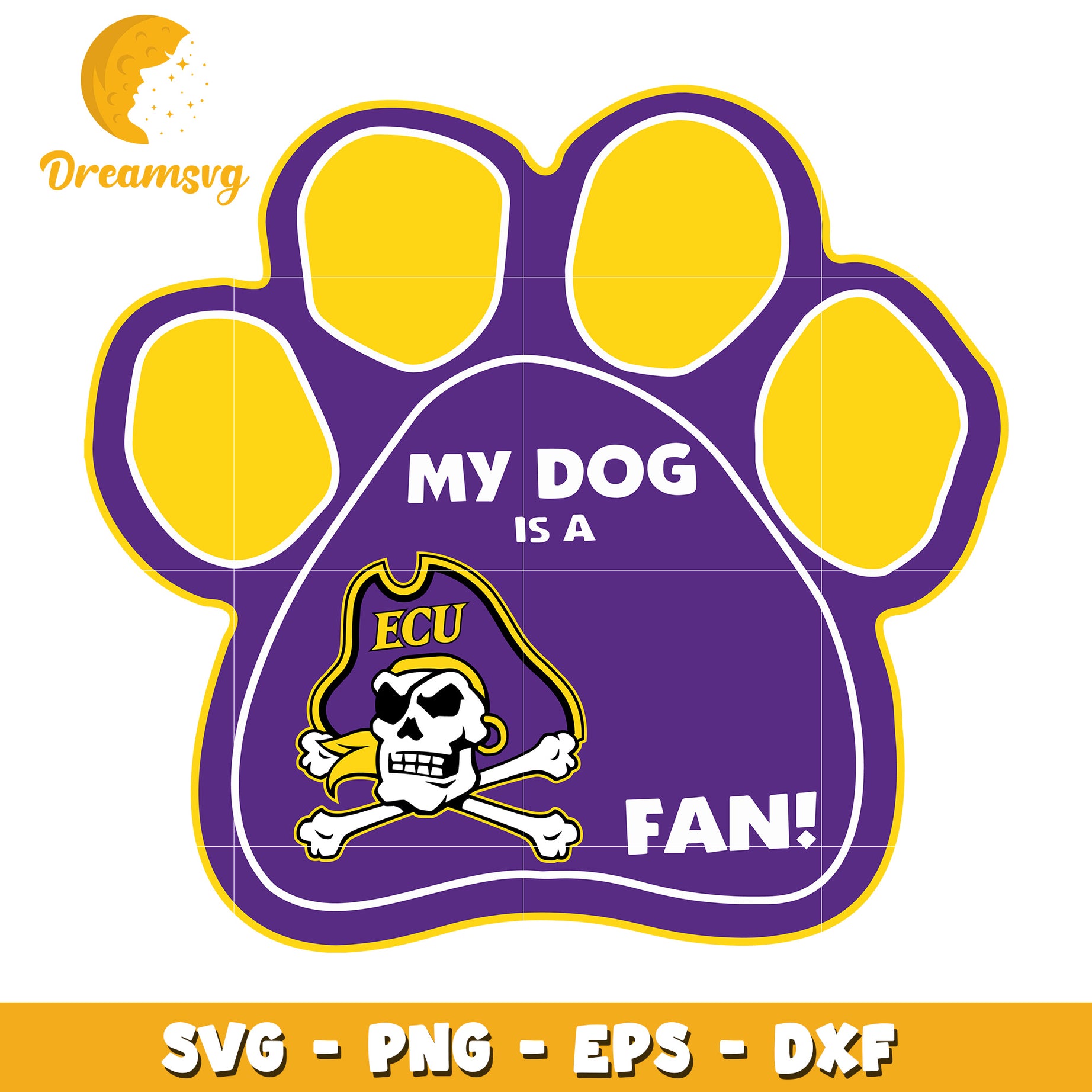 ECU Pirate Paw Print Dog SVG PNG