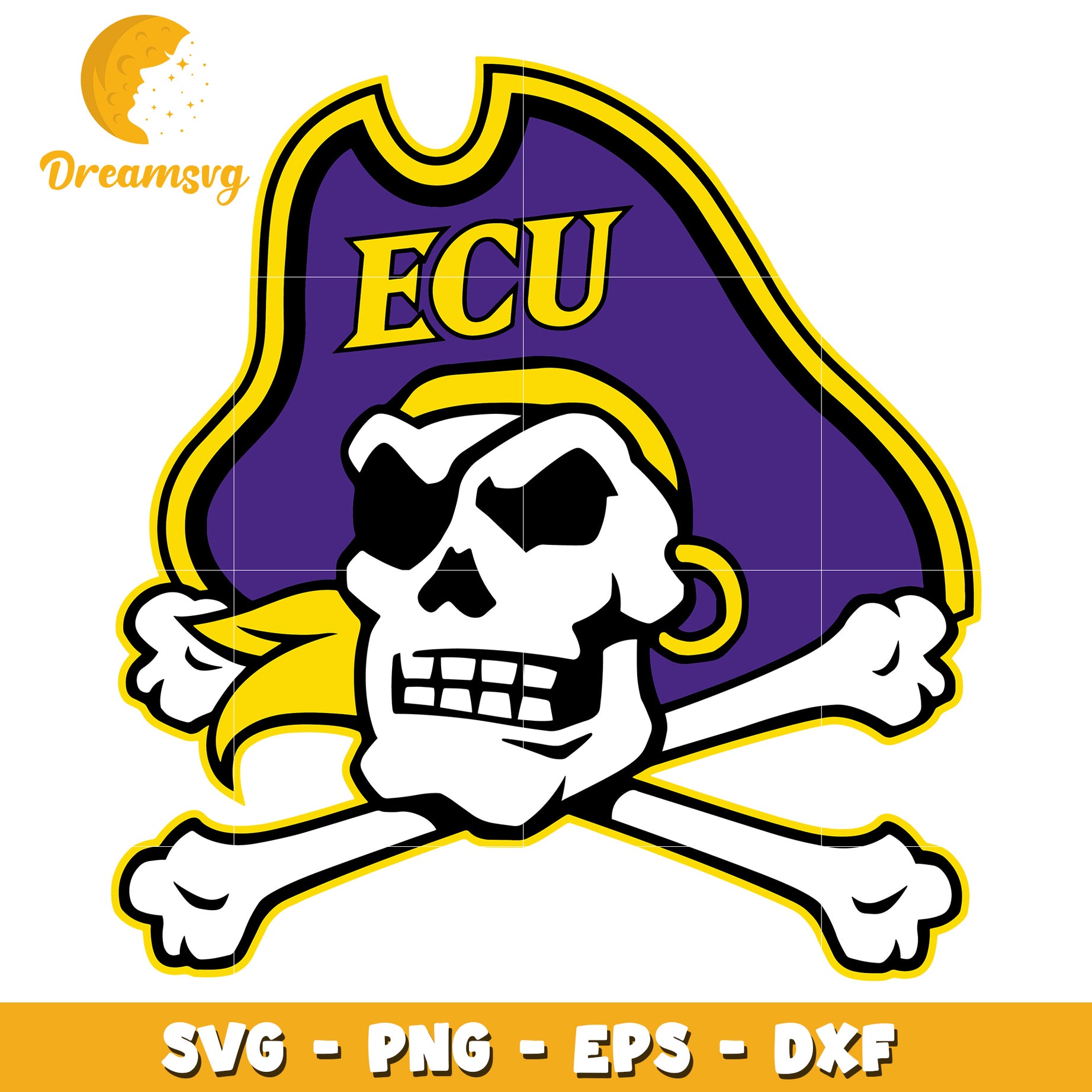 ECU Pirate Skull SVG PNG EPS DXF