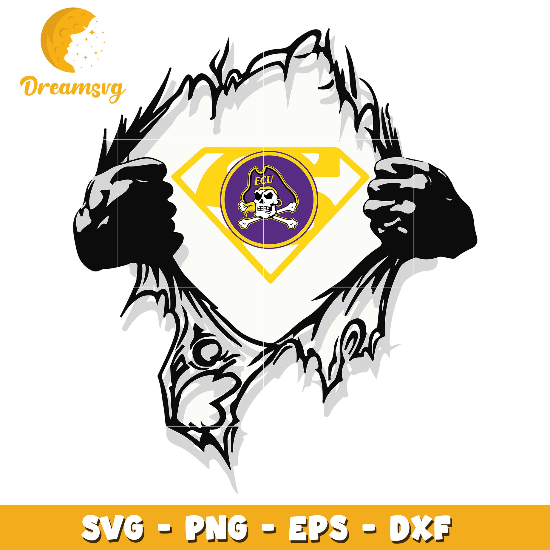 ECU Pirates Superhero SVG PNG EPS DXF