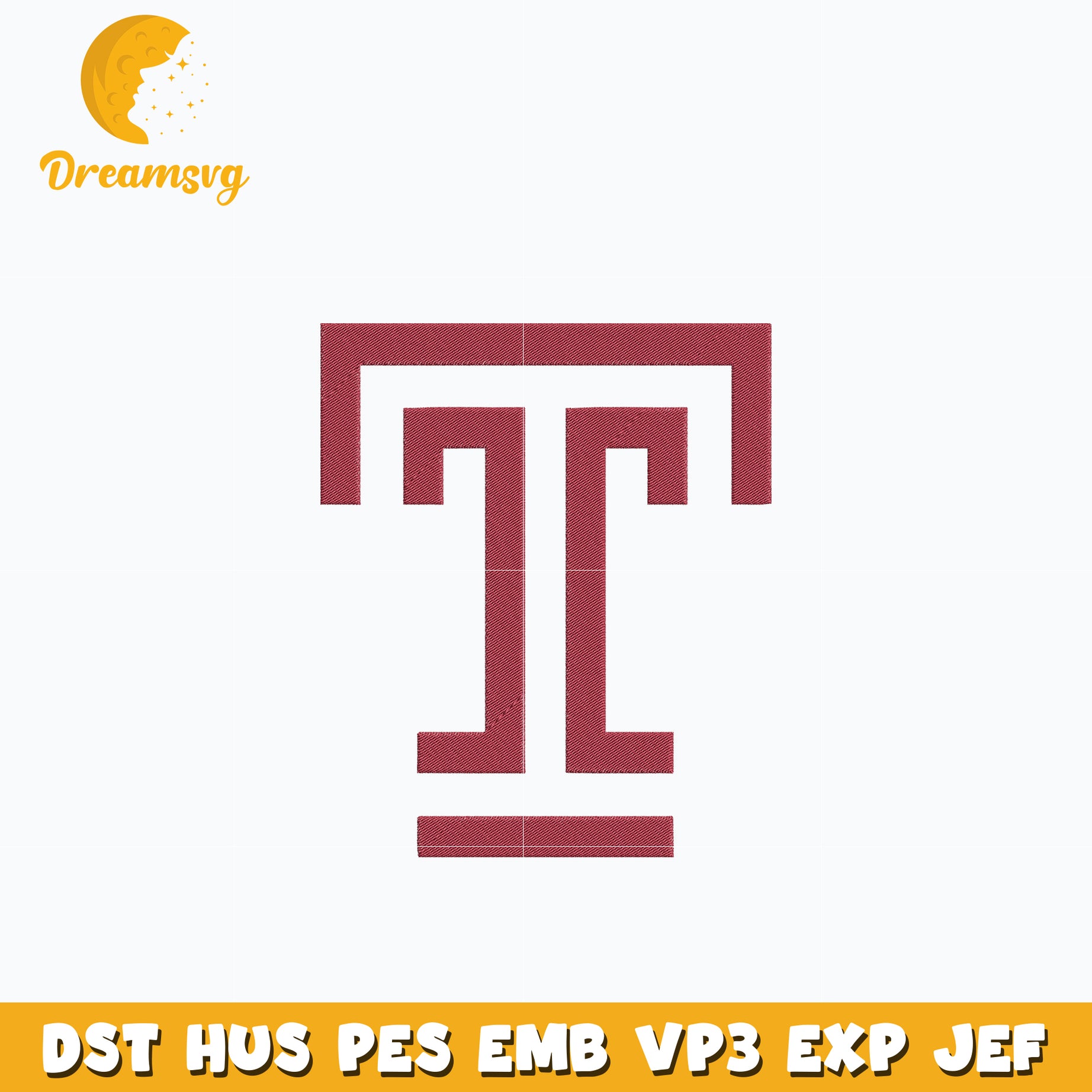 Temple T Logo embroidery design