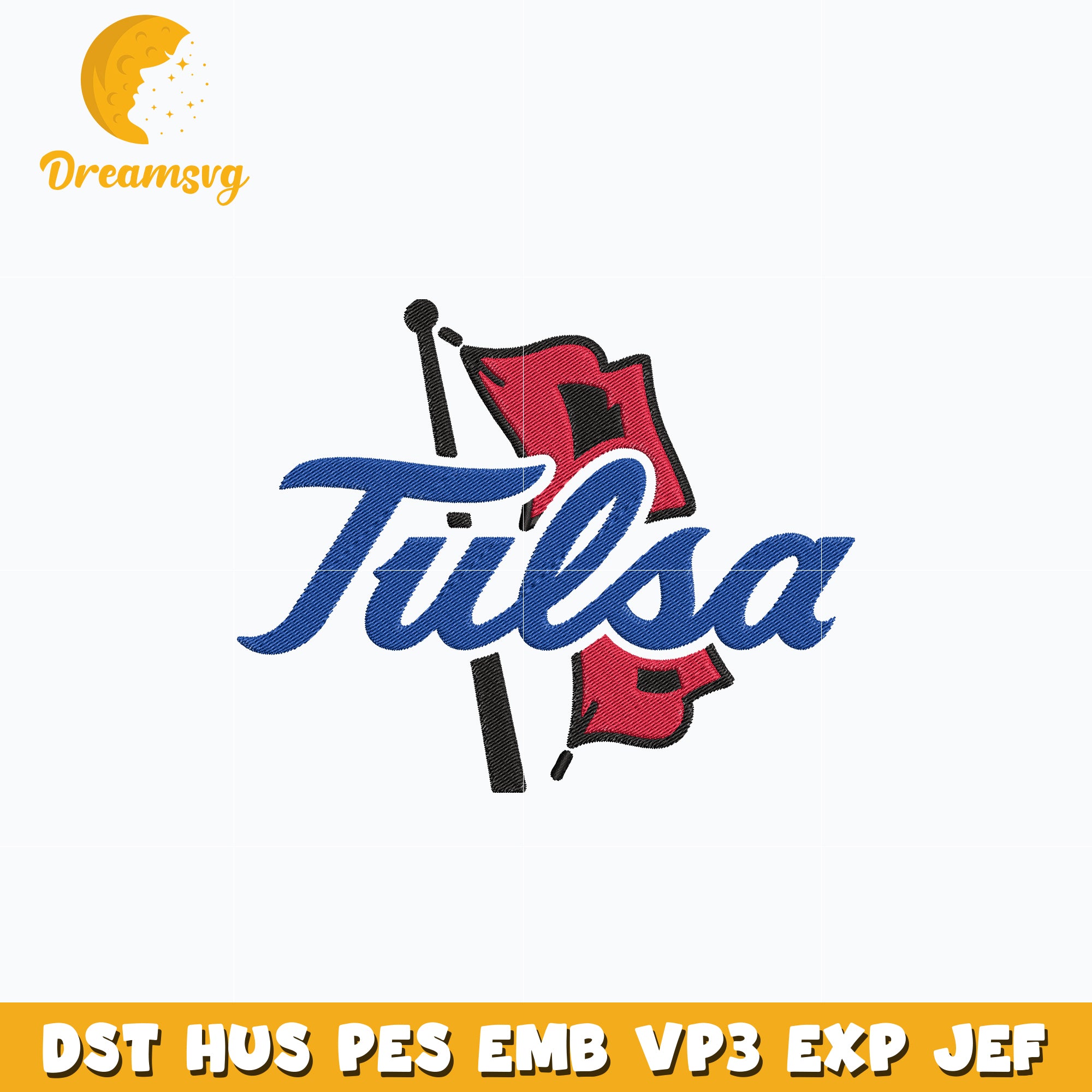 Tulsa Golden Hurricane logo embroidery design