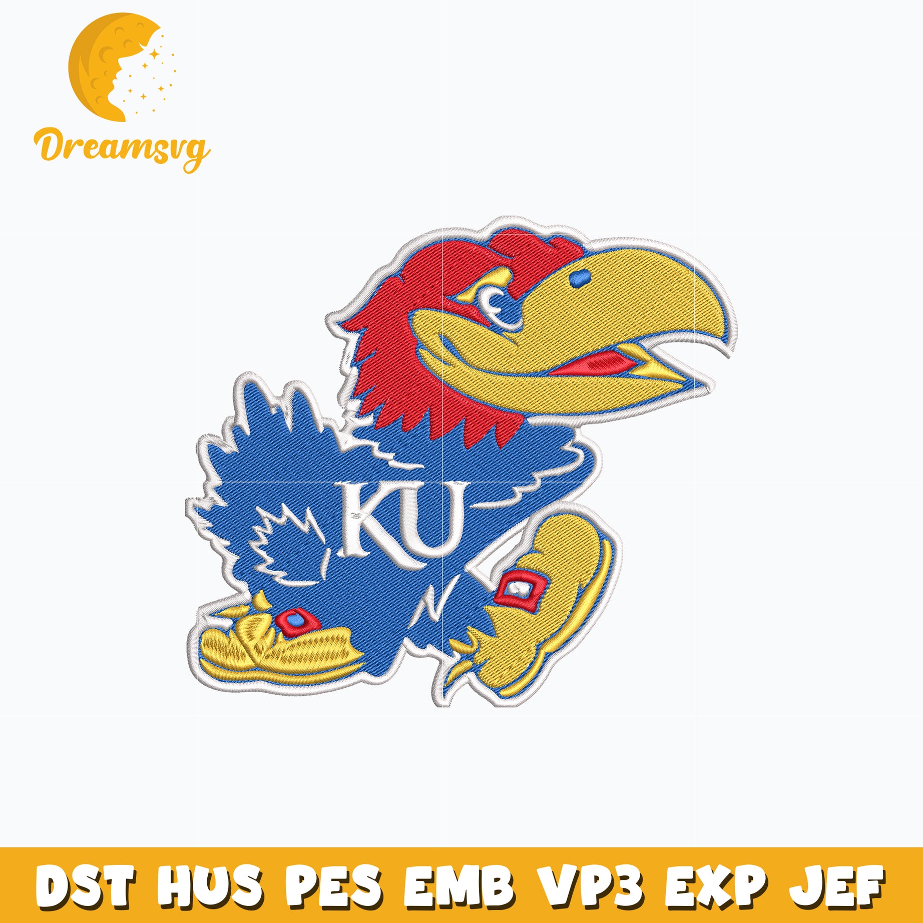 Kansas Jayhawks logo embroidery design