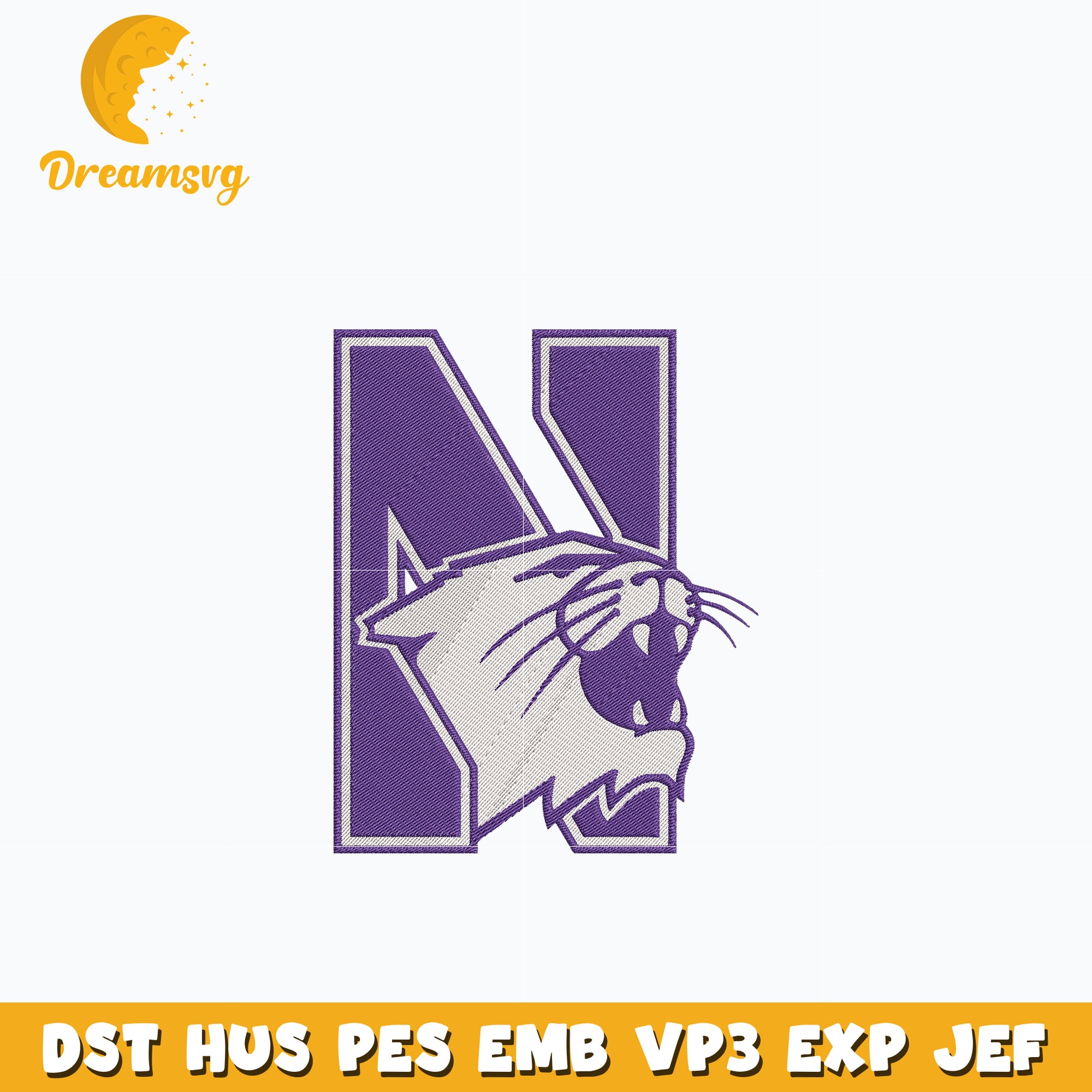 Northwestern Wildcats logo embroidery design