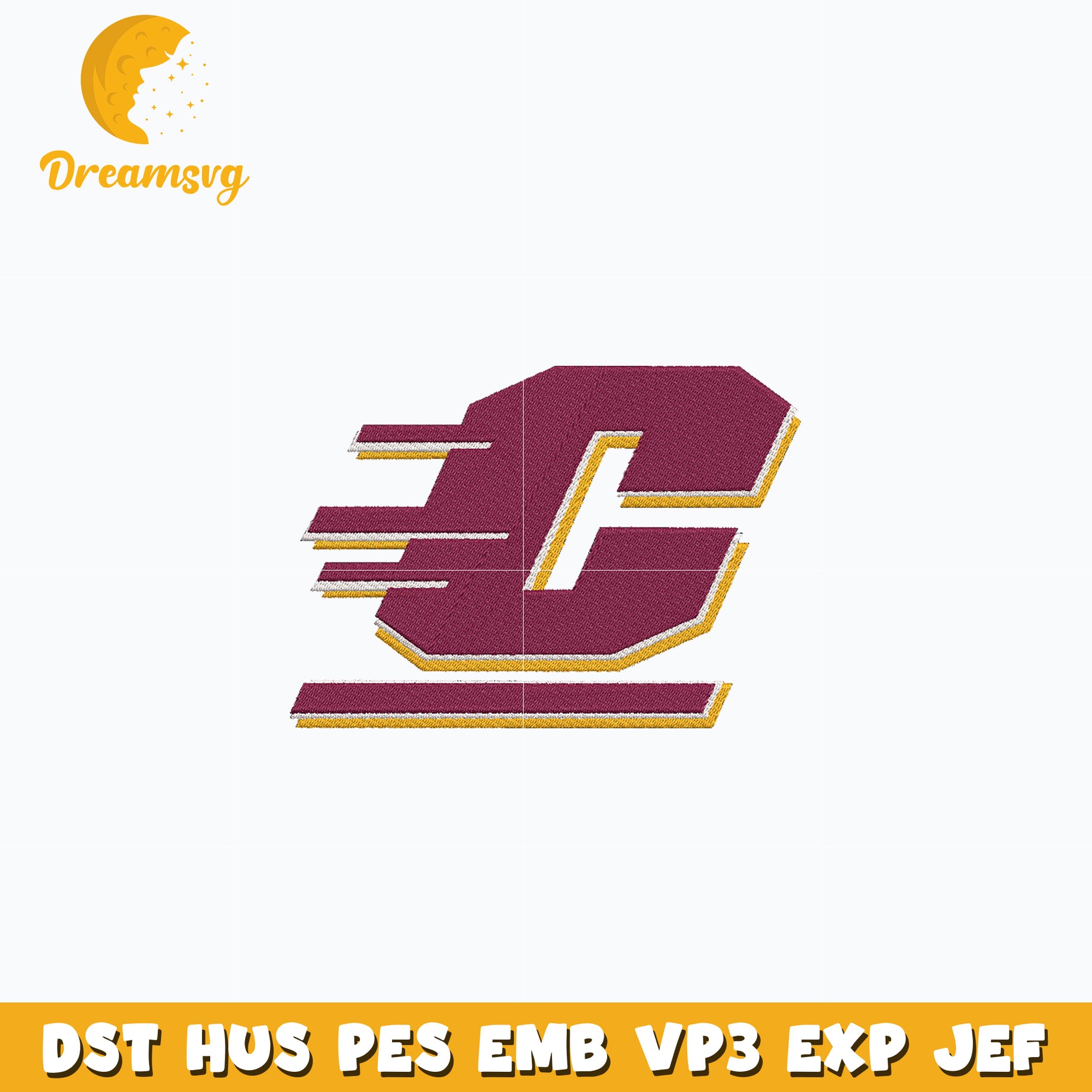 Central michigan logo embroidery design