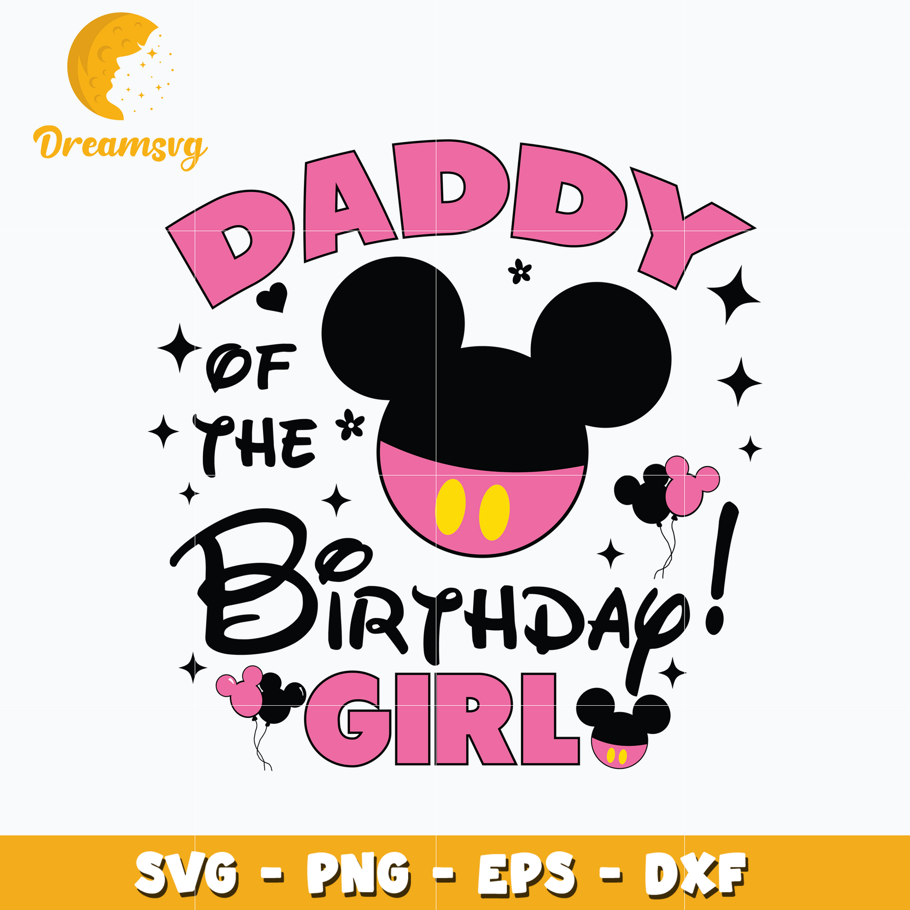 Mickey pink head daddy of the birthday girl svg