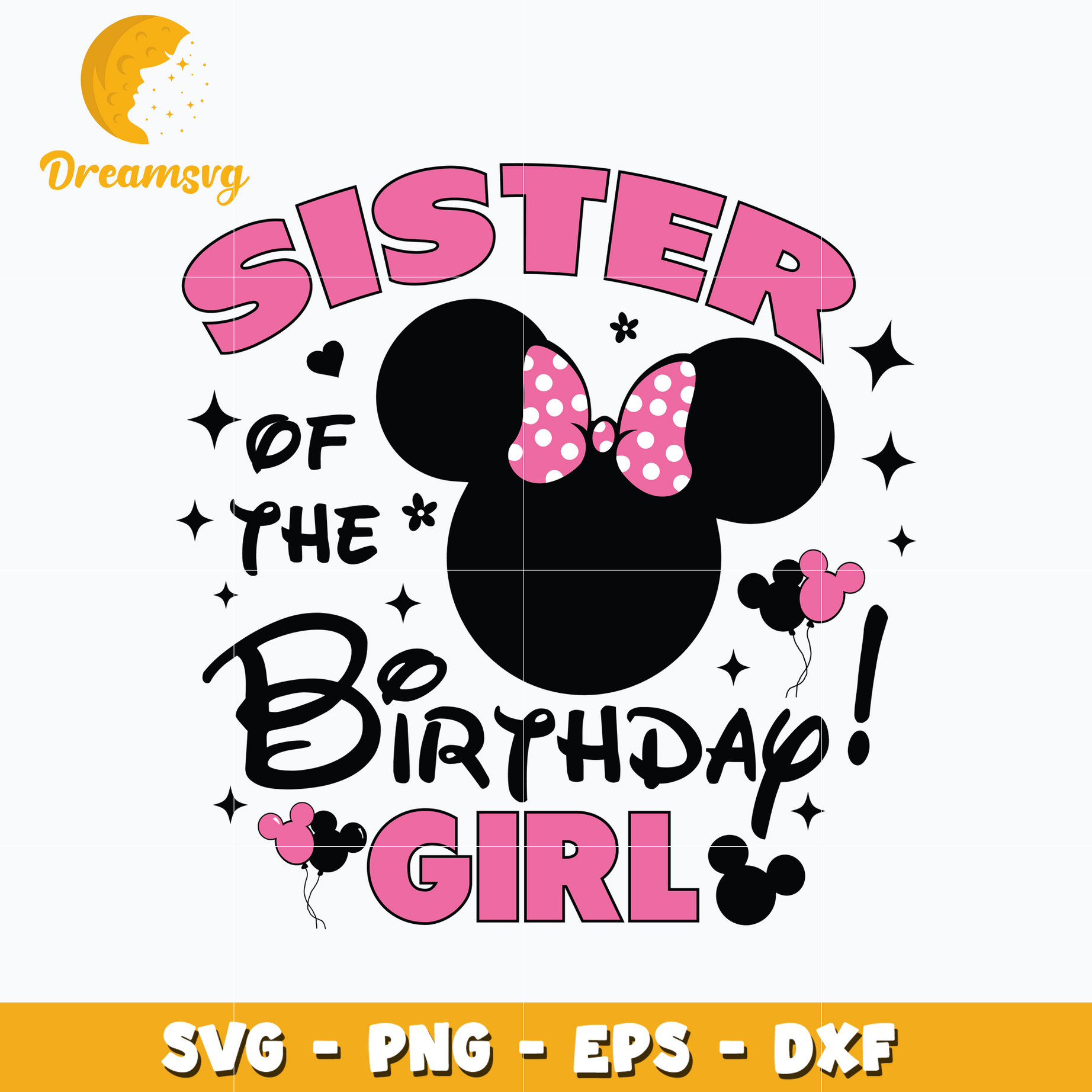 Minnie pink sister of the birthday girl svg