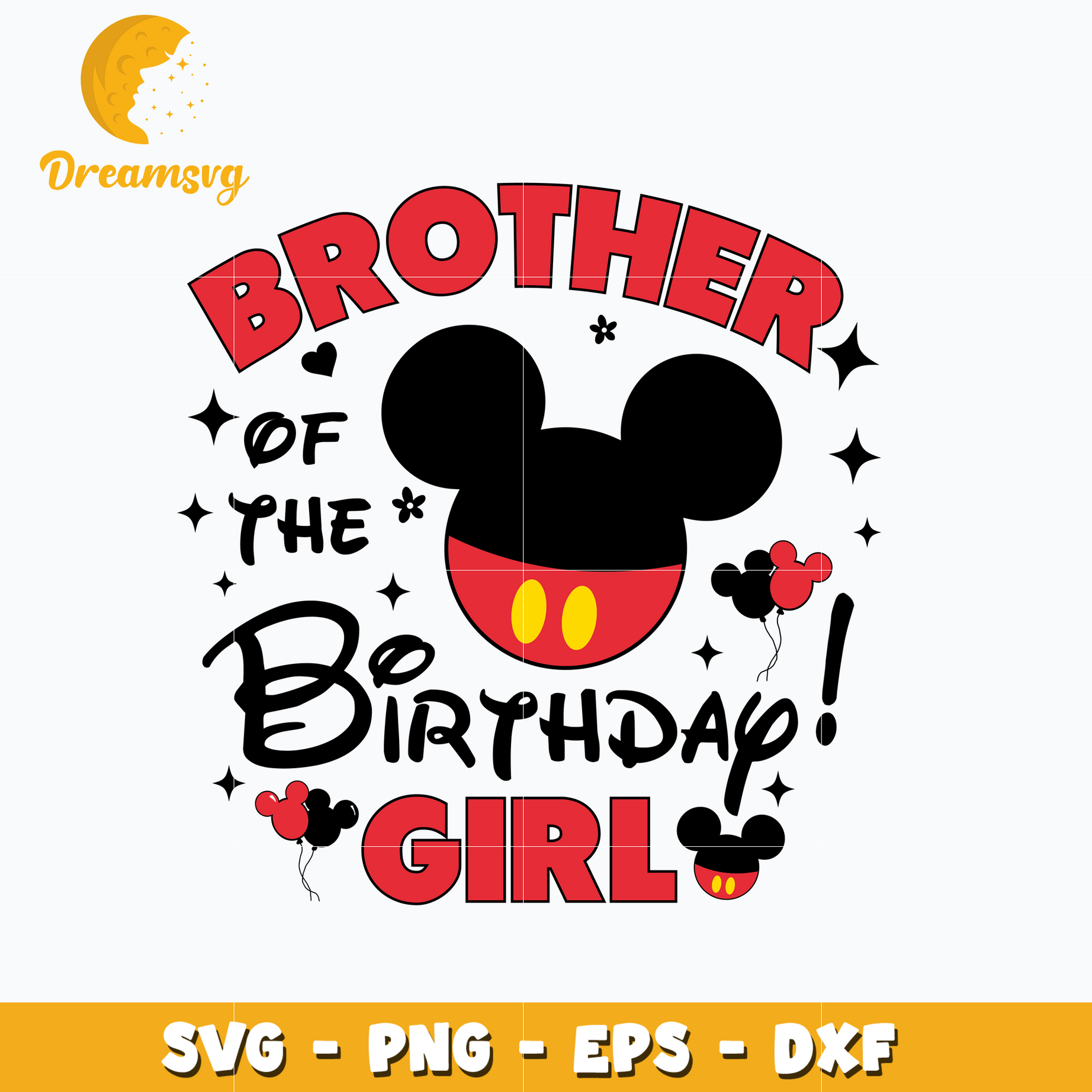 Mickey red head brother of the birthday girl svg