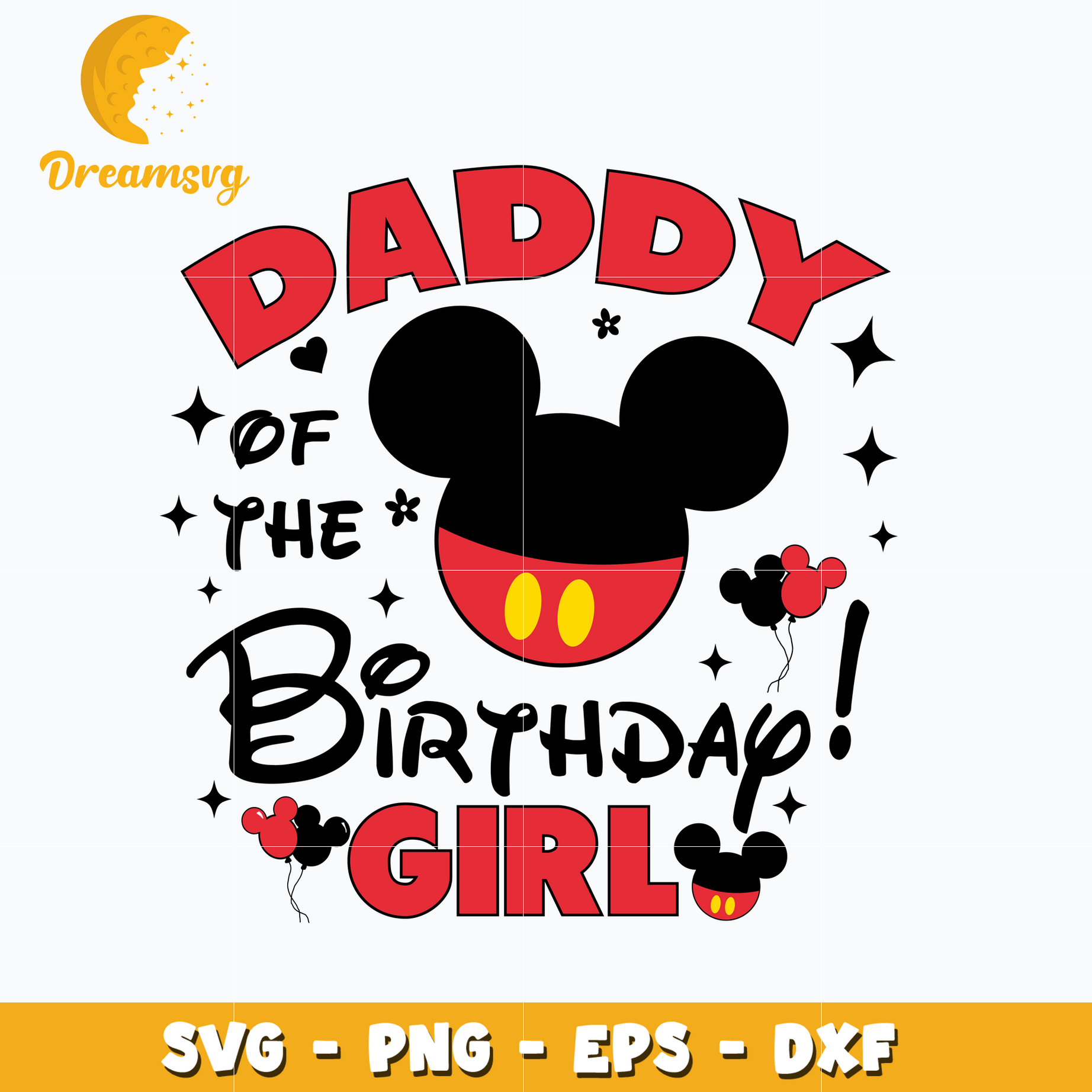 Mickey red head daddy of the birthday girl svg